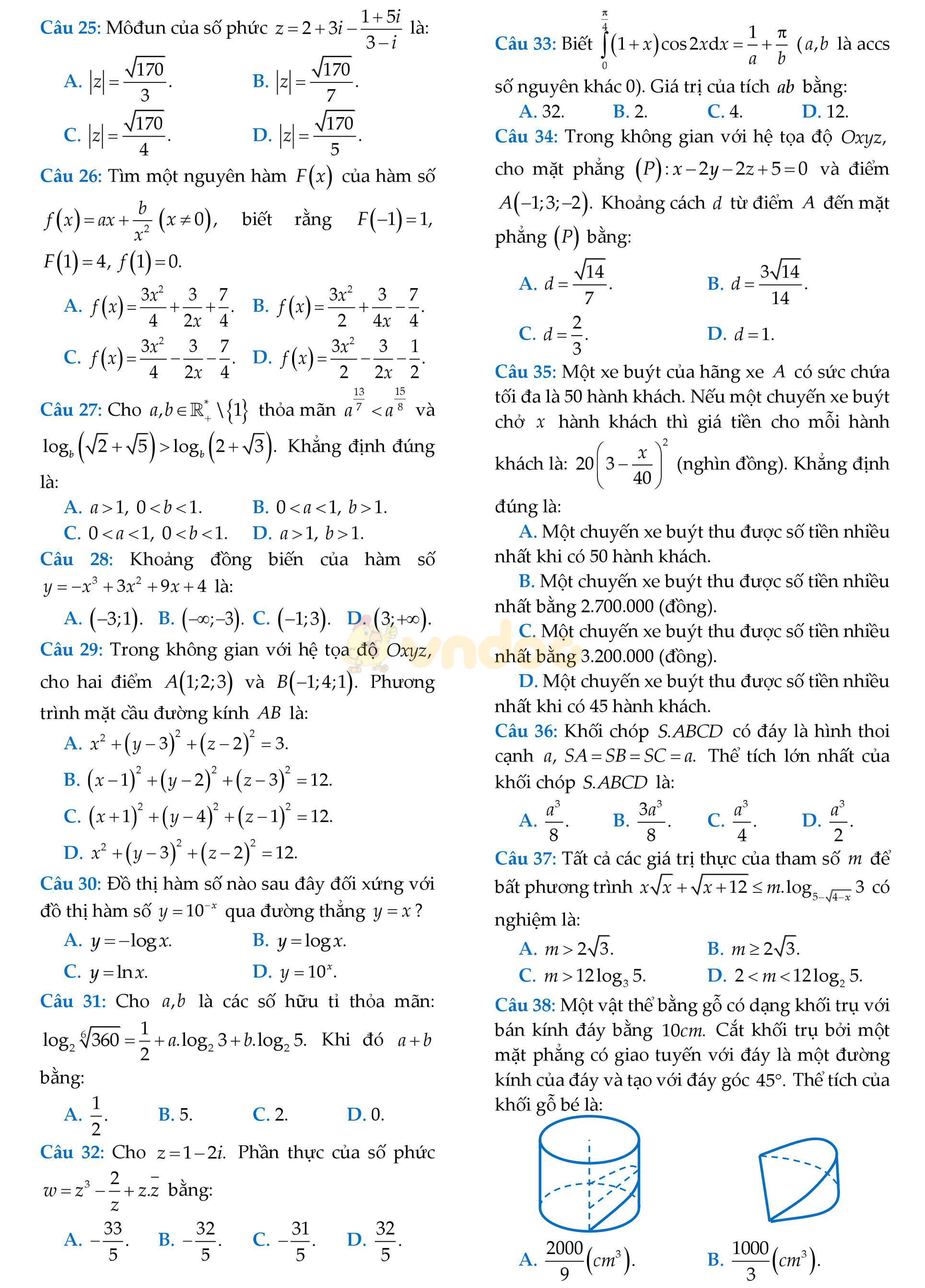 Đề thi thử THPT Quốc gia năm 2017 môn Toán
