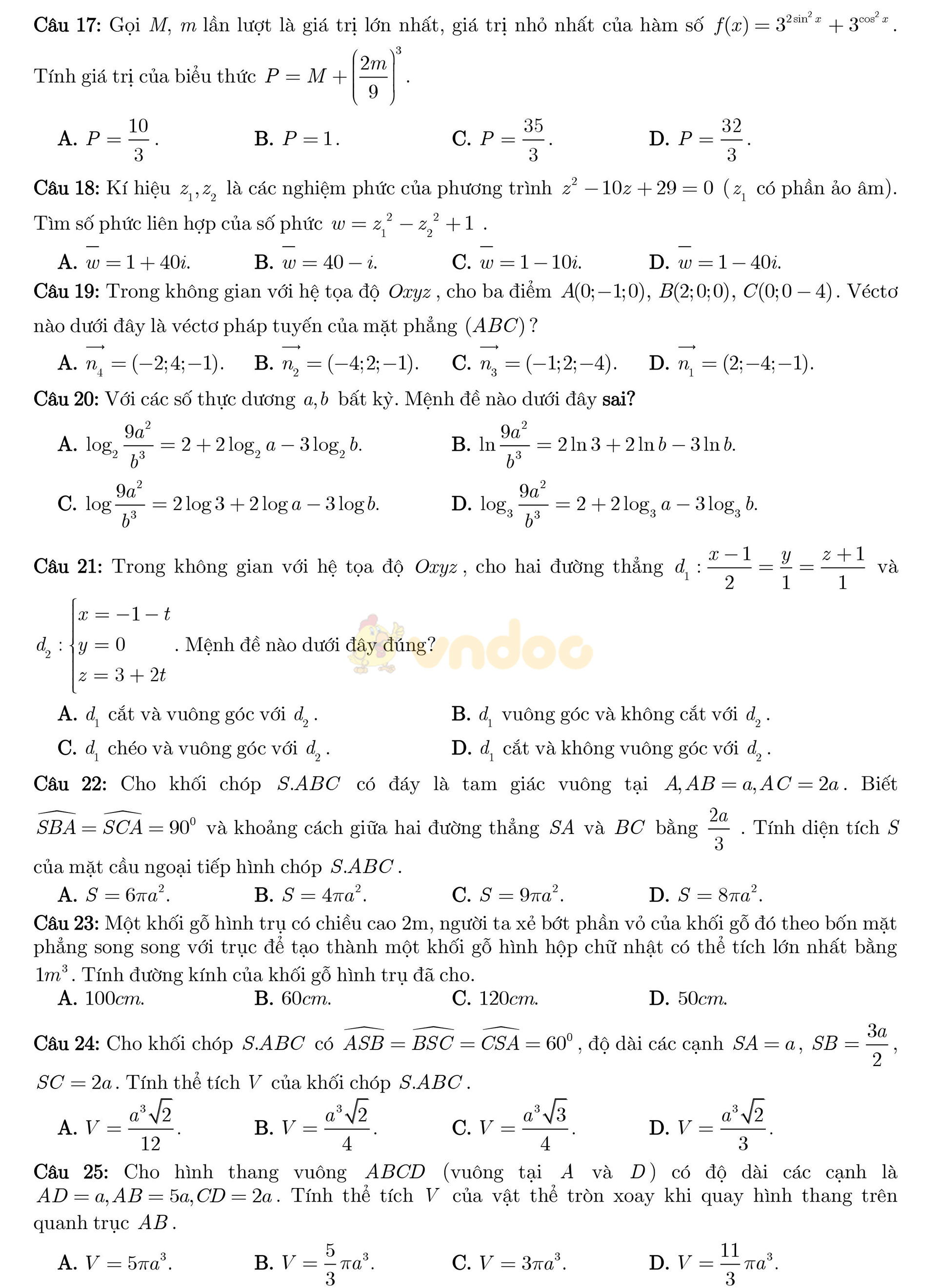 Đề thi thử THPT Quốc gia năm 2017 môn Toán Đề thi thử THPT Quốc gia năm 2017 môn Toán
