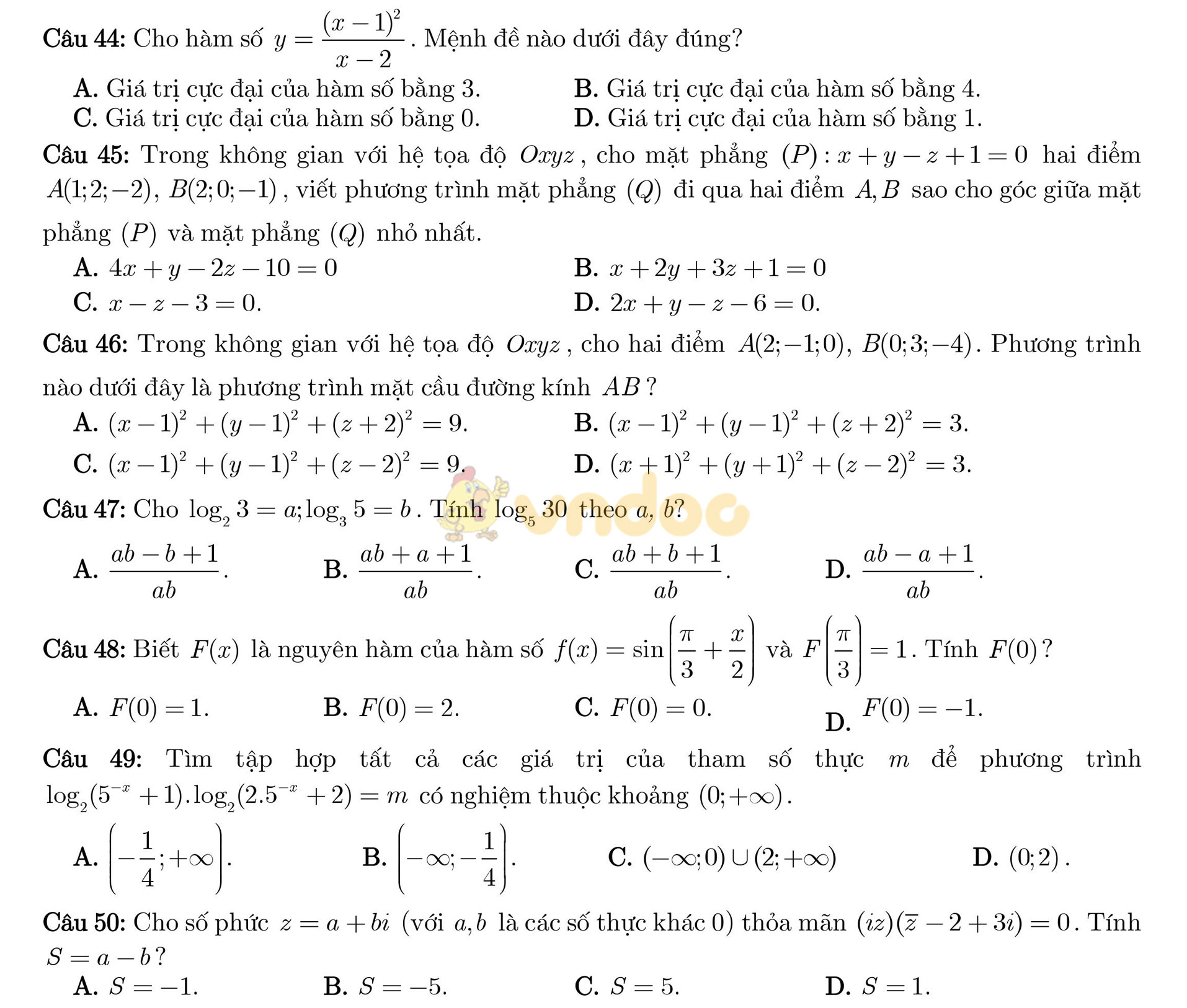 Đề thi thử THPT Quốc gia năm 2017 môn Toán Đề thi thử THPT Quốc gia năm 2017 môn Toán