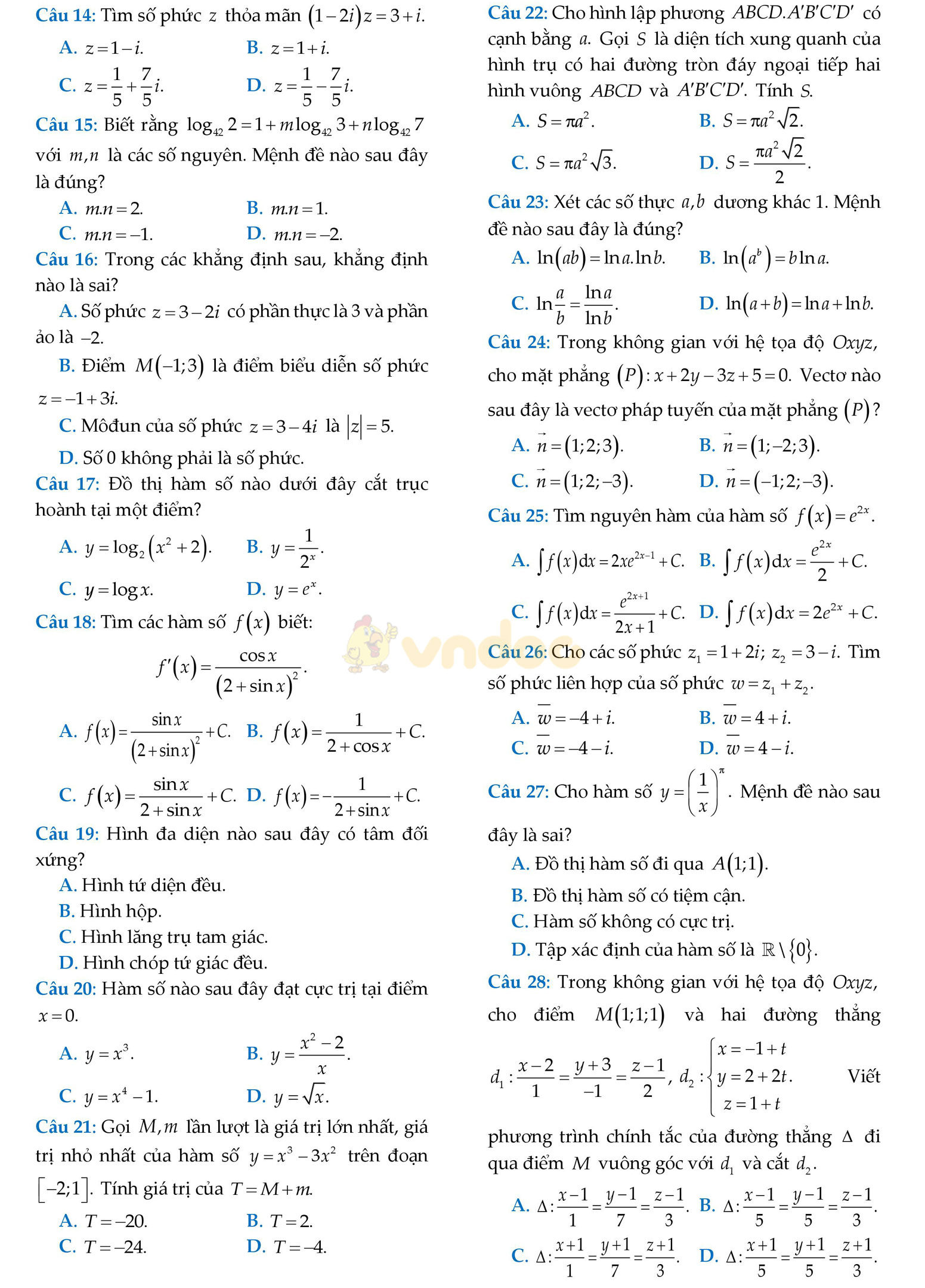 Đề thi thử THPT Quốc gia năm 2017 môn Toán