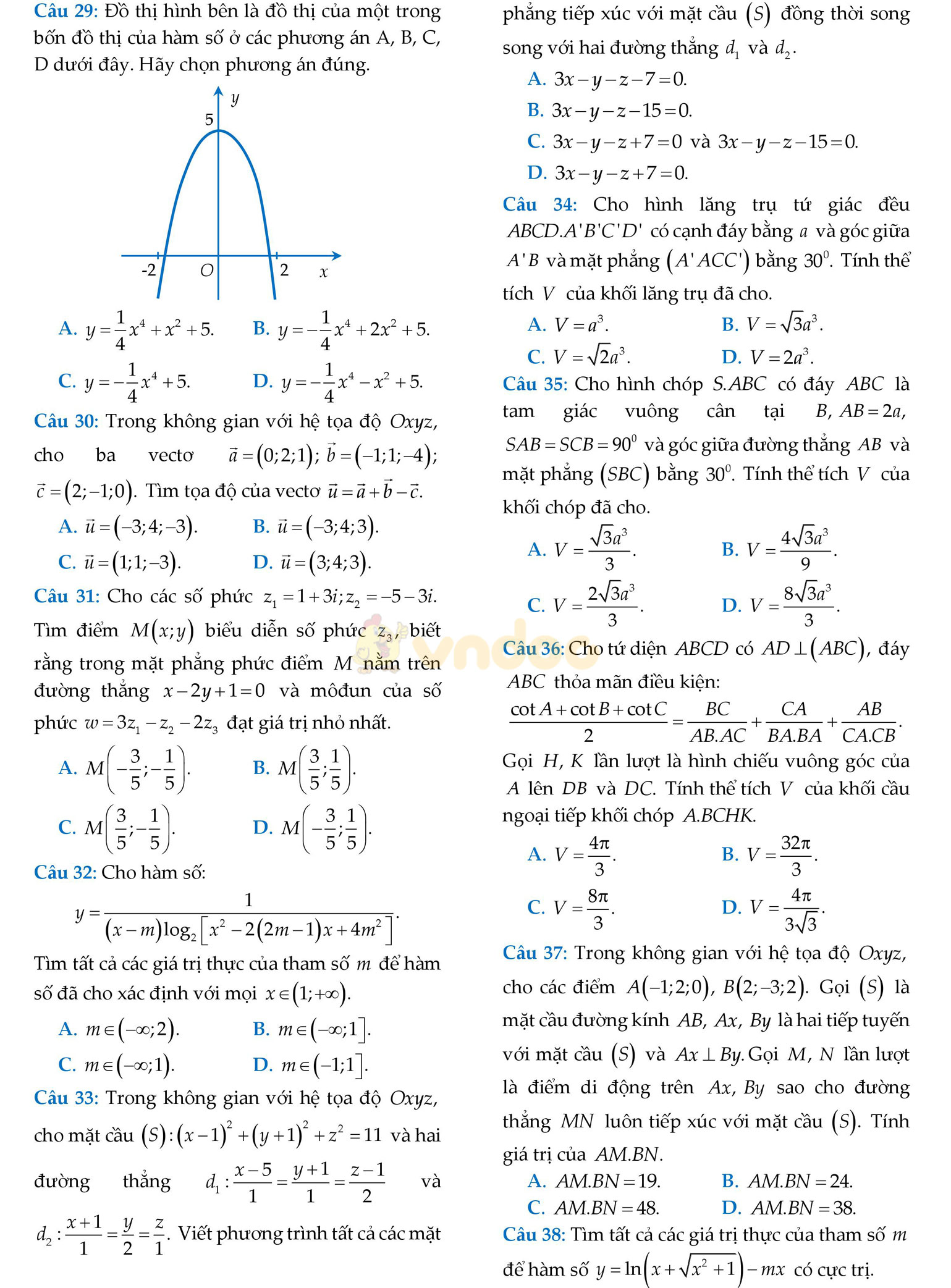Đề thi thử THPT Quốc gia năm 2017 môn Toán