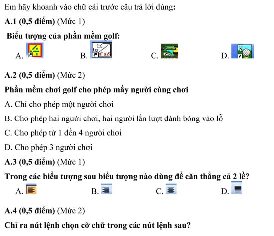 Đề thi học kì 2 môn Tin học lớp 4
