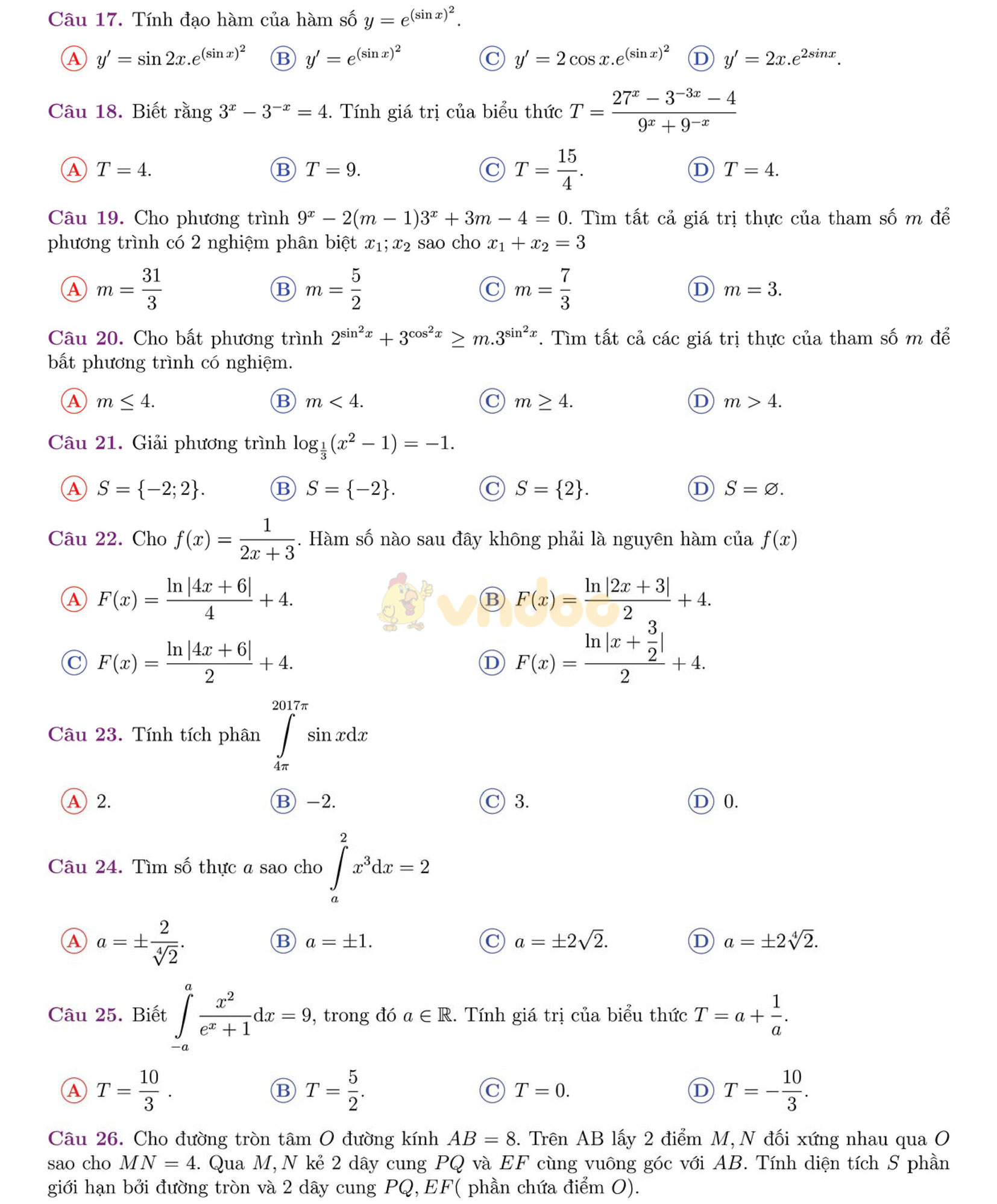 Đề thi thử THPT Quốc gia năm 2017 môn Toán