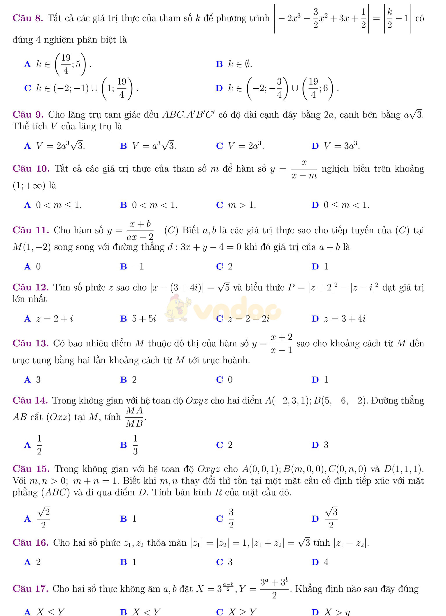 Đề thi thử THPT Quốc gia năm 2017 môn Toán