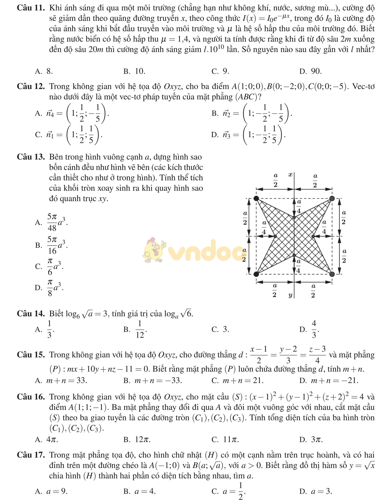 Đề thi thử THPT Quốc gia năm 2017 môn Toán
