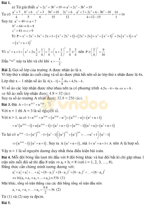 Đề thi học sinh giỏi môn Toán lớp 8 có đáp án