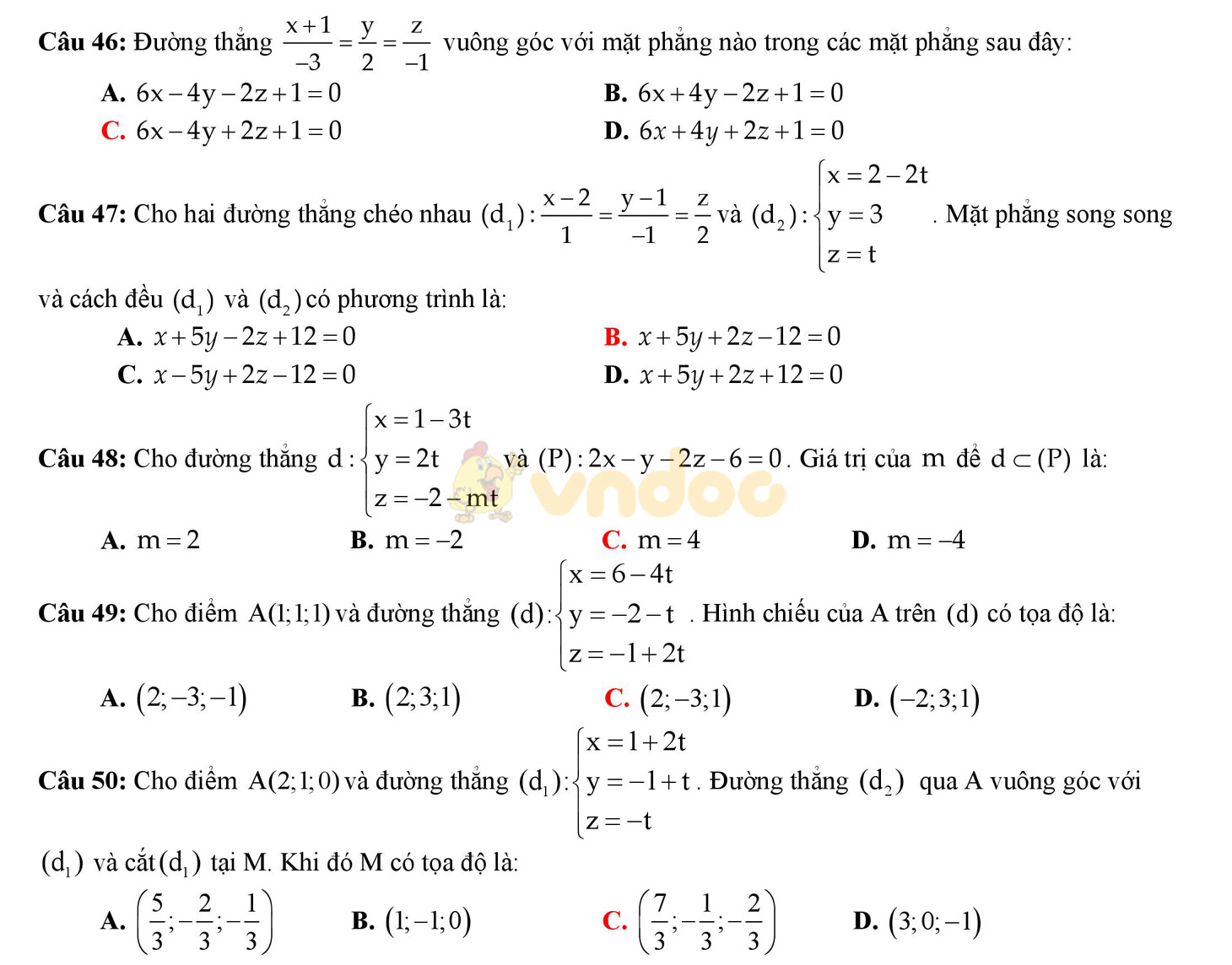 Đề thi học kì 2 môn Toán lớp 12