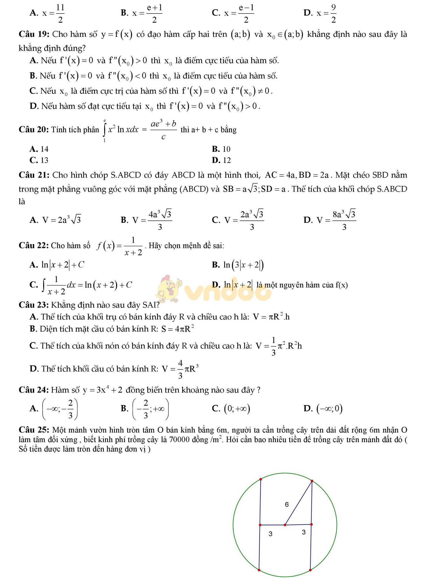Bộ đề thi học kì 2 môn Toán lớp 12
