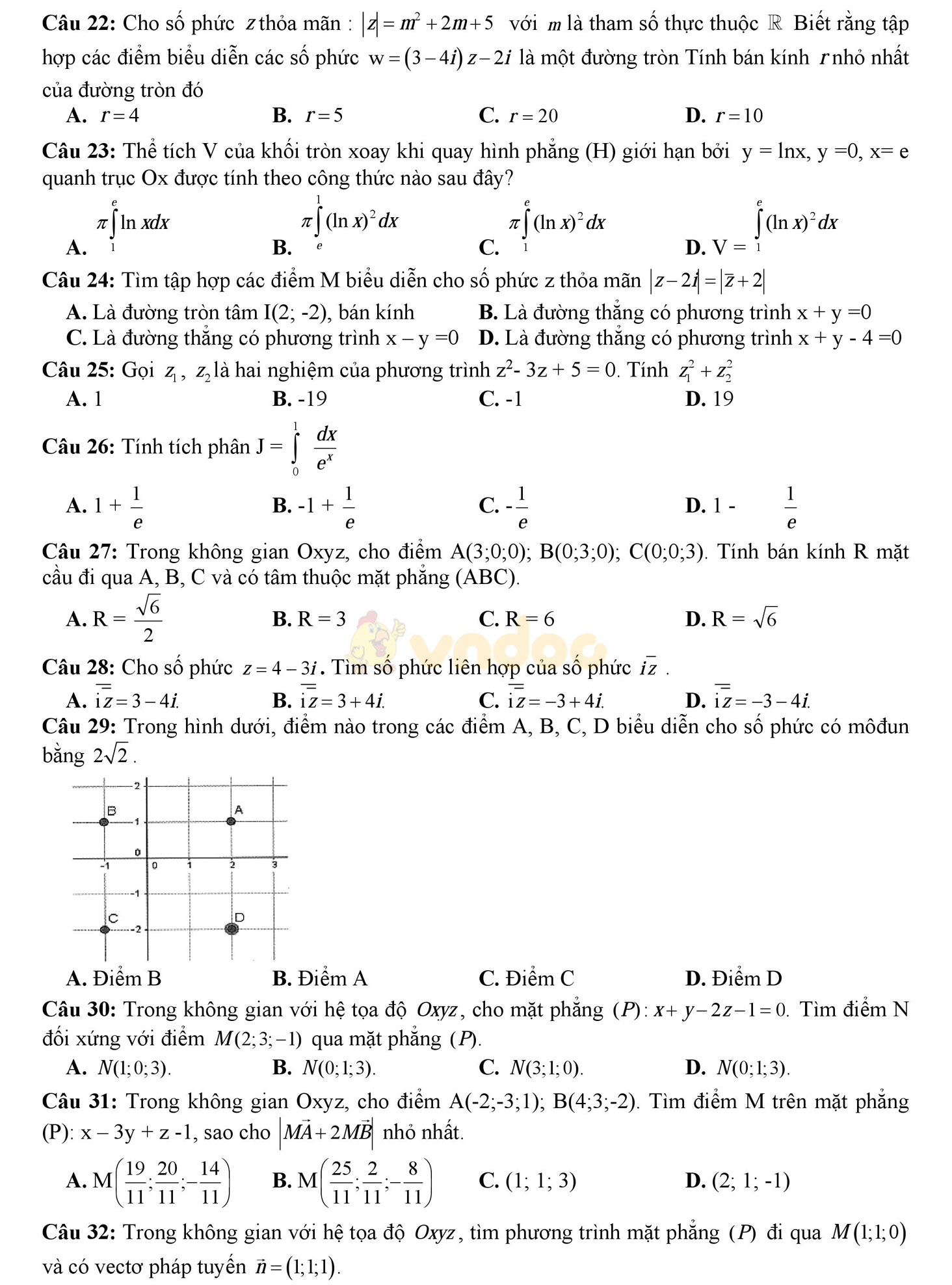 Đề thi học kì 2 môn Toán lớp 12 Đề thi học kì 2 môn Toán lớp 12