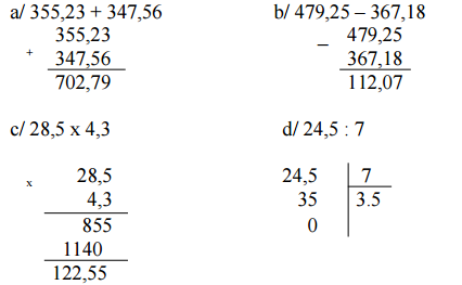 Đề thi học kì 2 môn Toán lớp 5