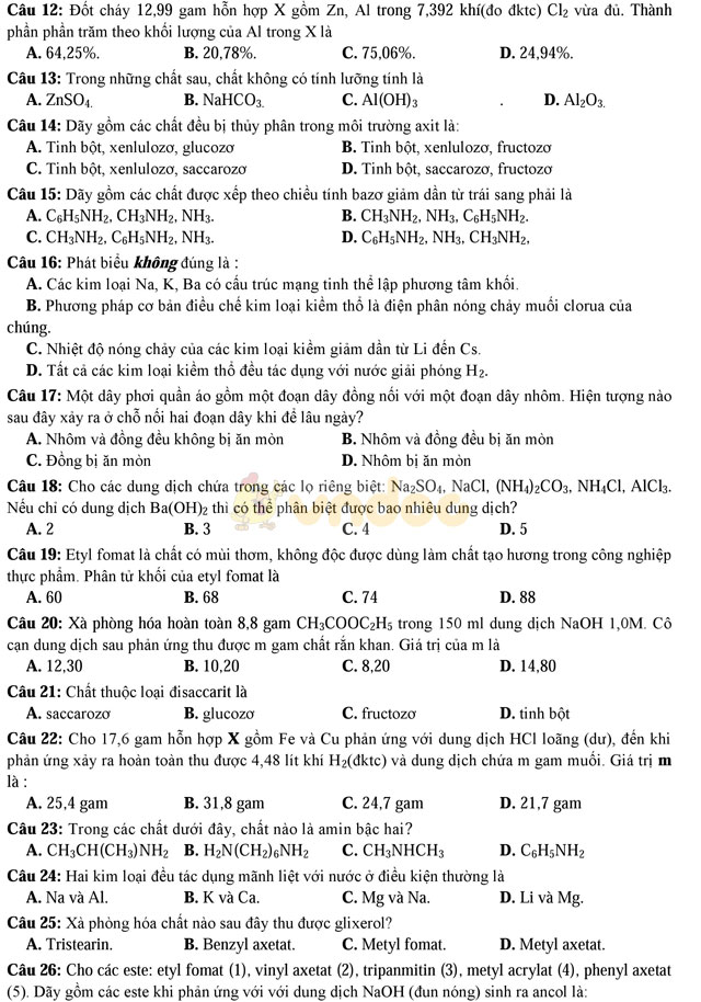 Đề thi thử THPT Quốc gia năm 2017 môn Hóa học có đáp án