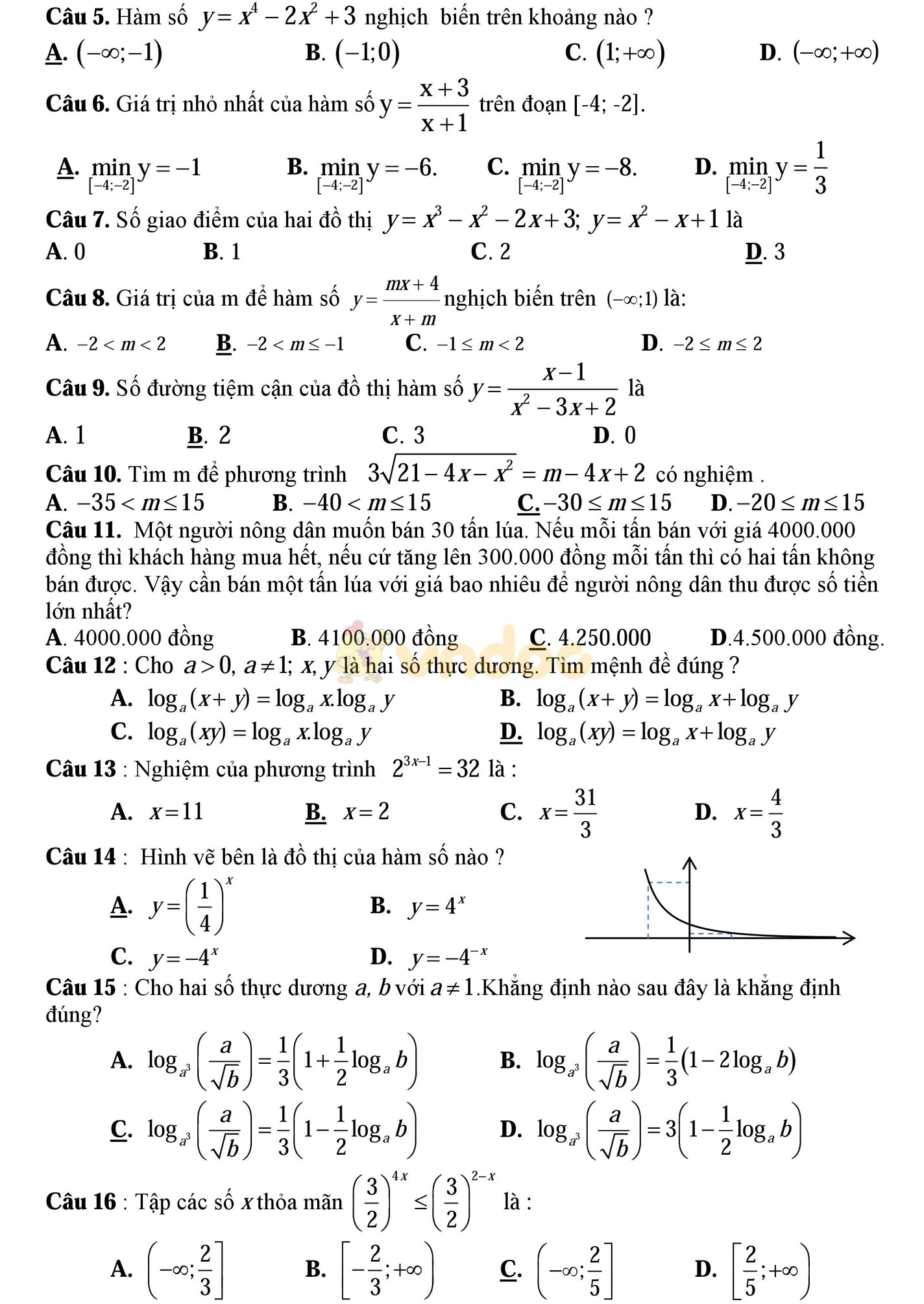 Đề thi thử THPT Quốc gia năm 2017 môn Toán