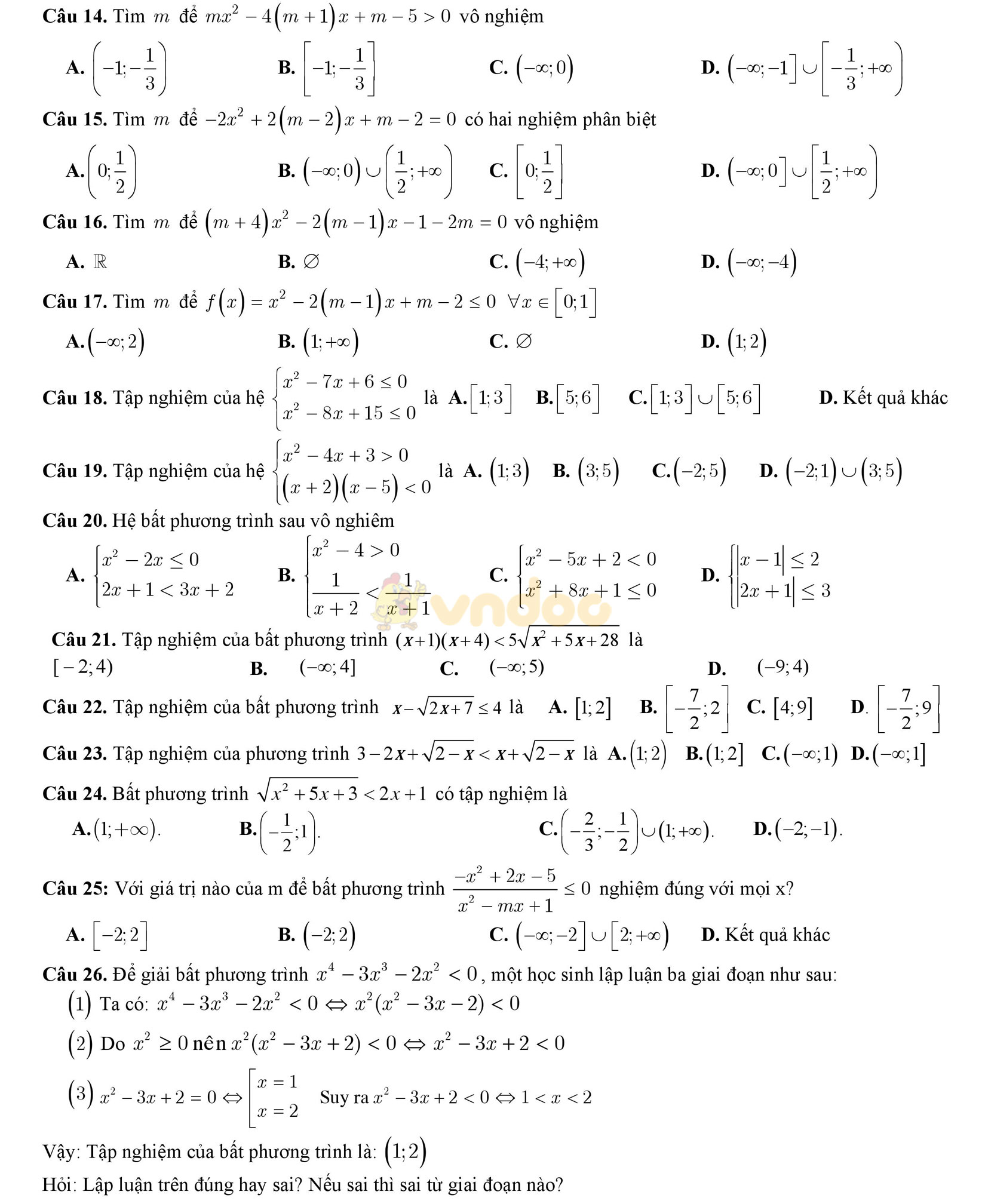 Đề cương ôn tập học kì 2 môn Toán lớp 10