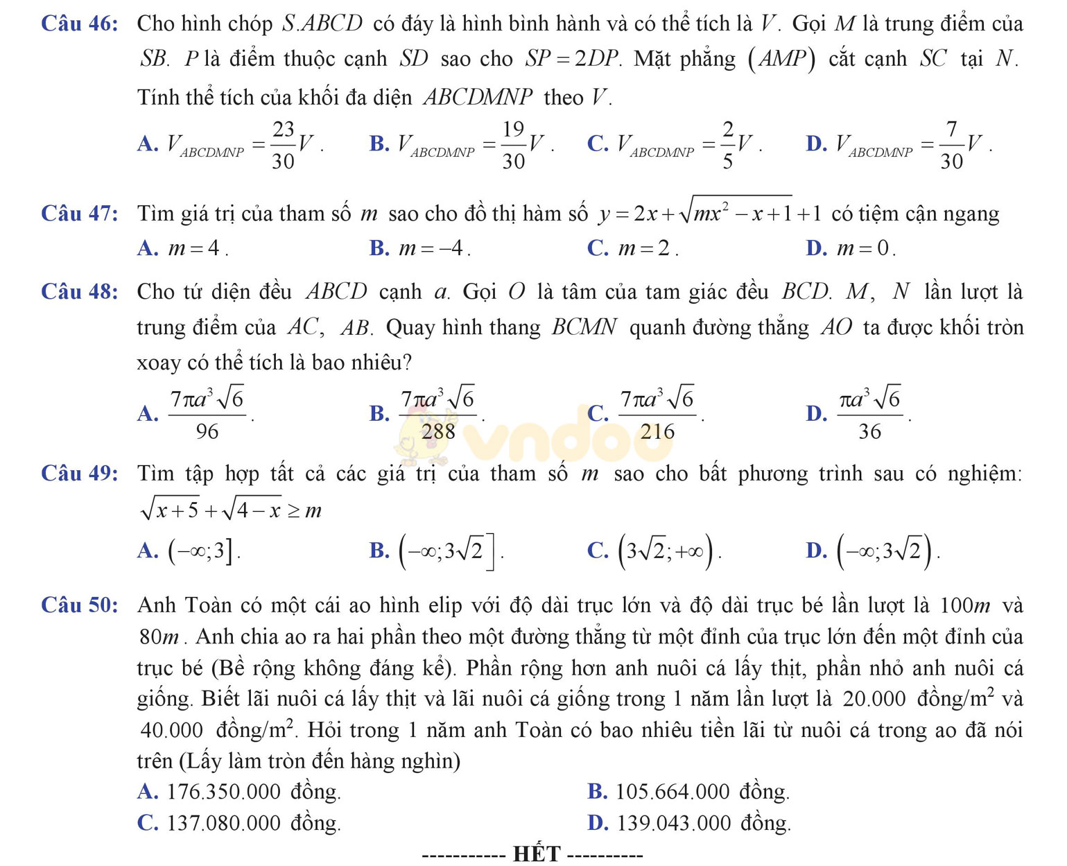 Đề thi thử THPT Quốc gia năm 2017 môn Toán
