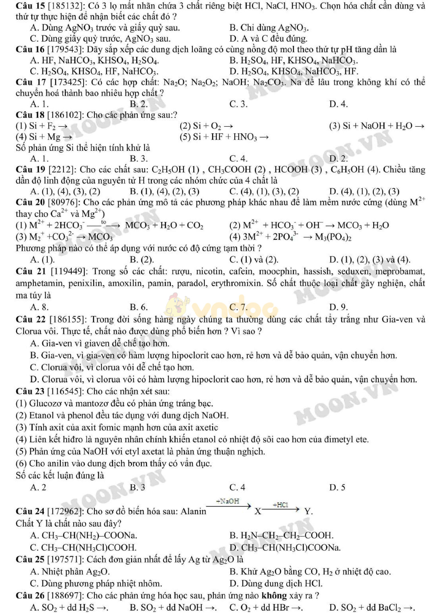 Tổng hợp 900 câu lý thuyết Hóa học