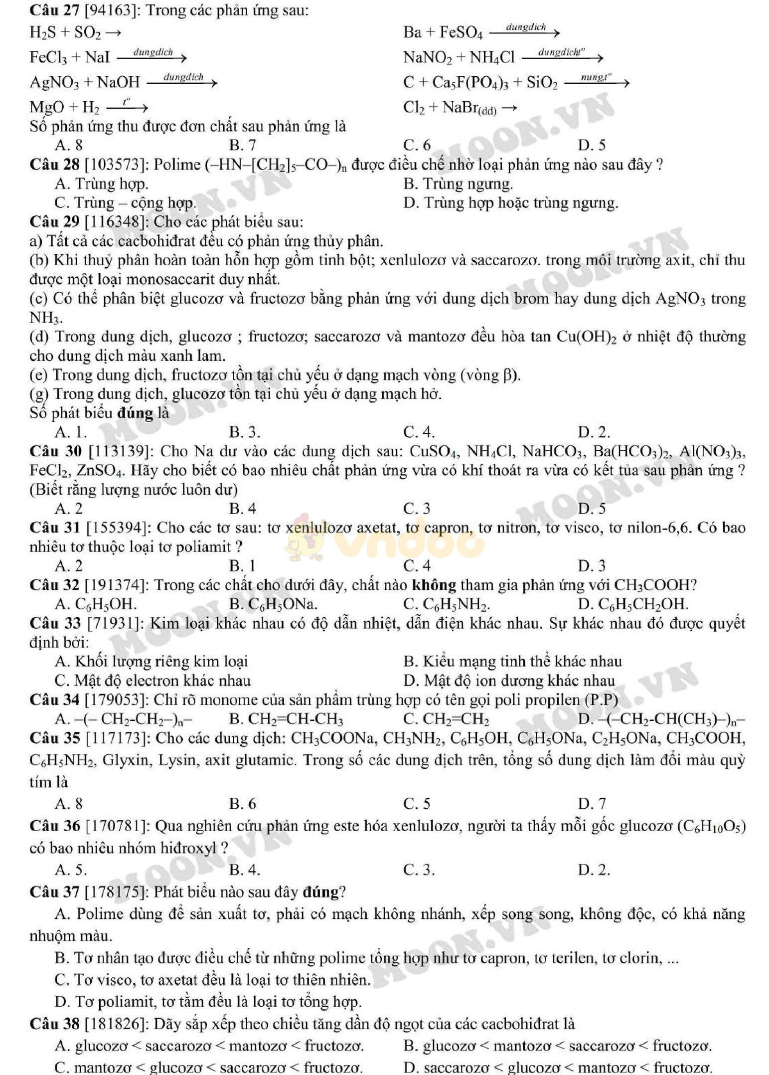 Tổng hợp 900 câu lý thuyết Hóa học