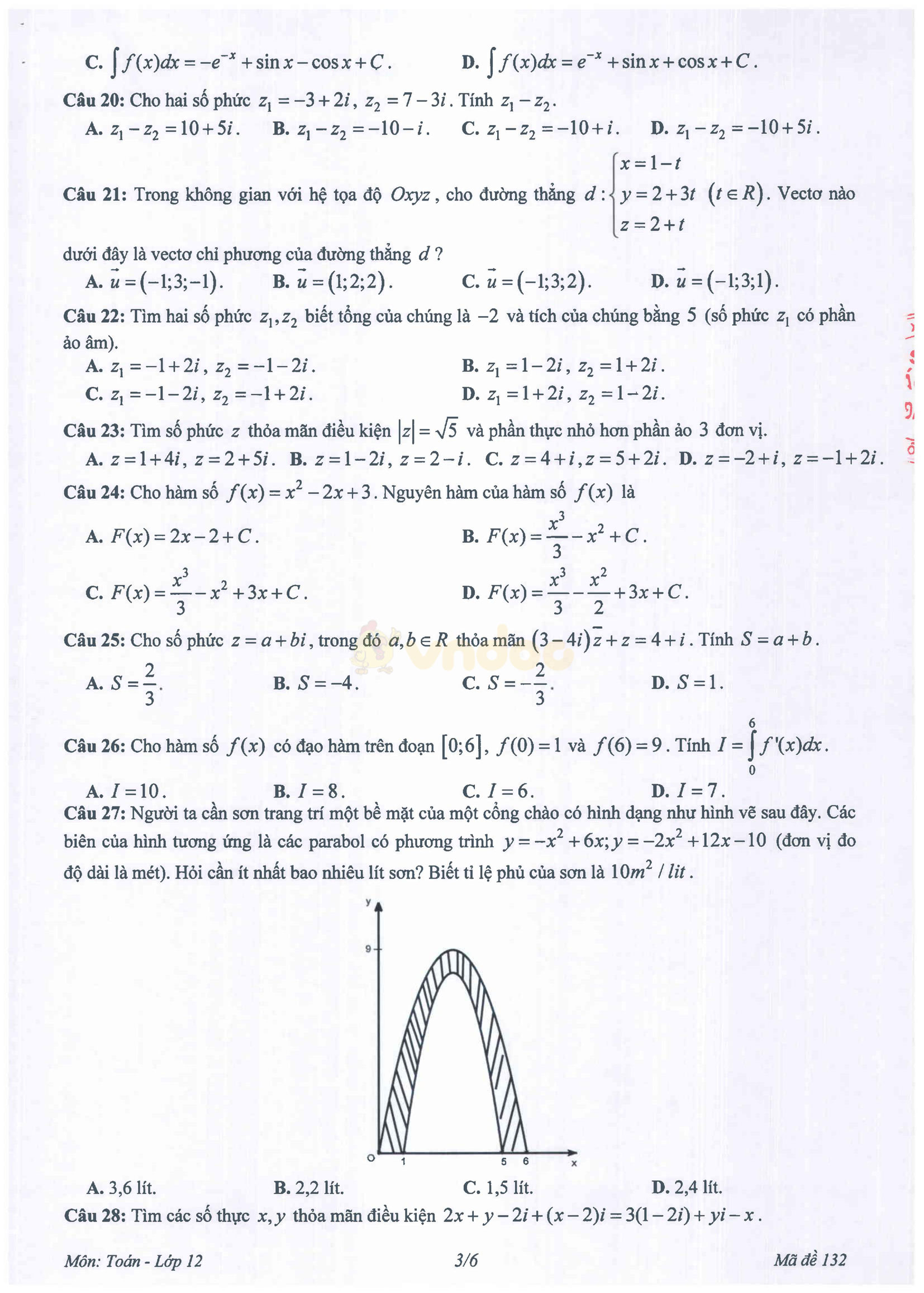 Bộ đề thi học kì 2 môn Toán lớp 12