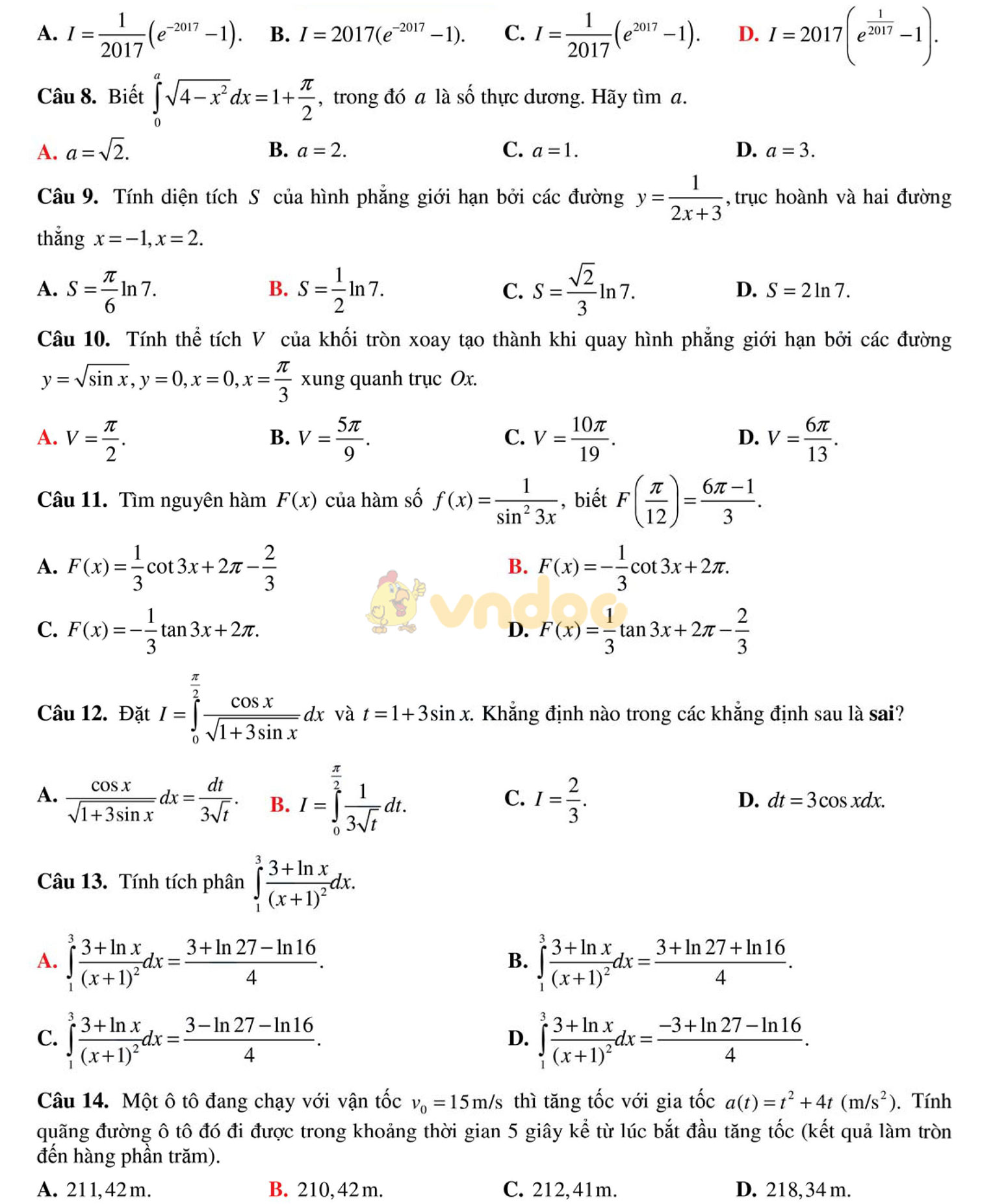 Đề thi học kì 2 môn Toán lớp 12 Đề thi học kì 2 môn Toán lớp 12
