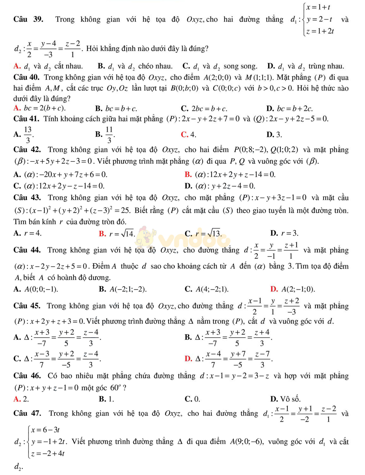 Đề thi học kì 2 môn Toán lớp 12 Đề thi học kì 2 môn Toán lớp 12