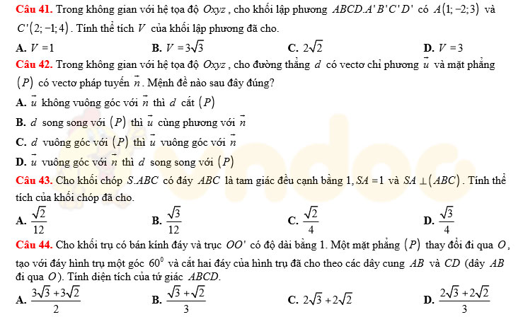 Đề thi thử THPT Quốc gia năm 2017 môn Toán