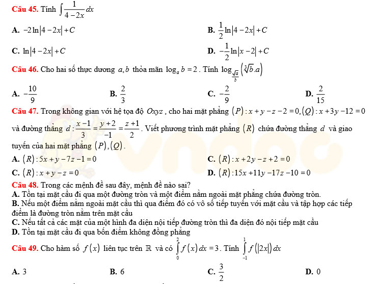 Đề thi thử THPT Quốc gia năm 2017 môn Toán
