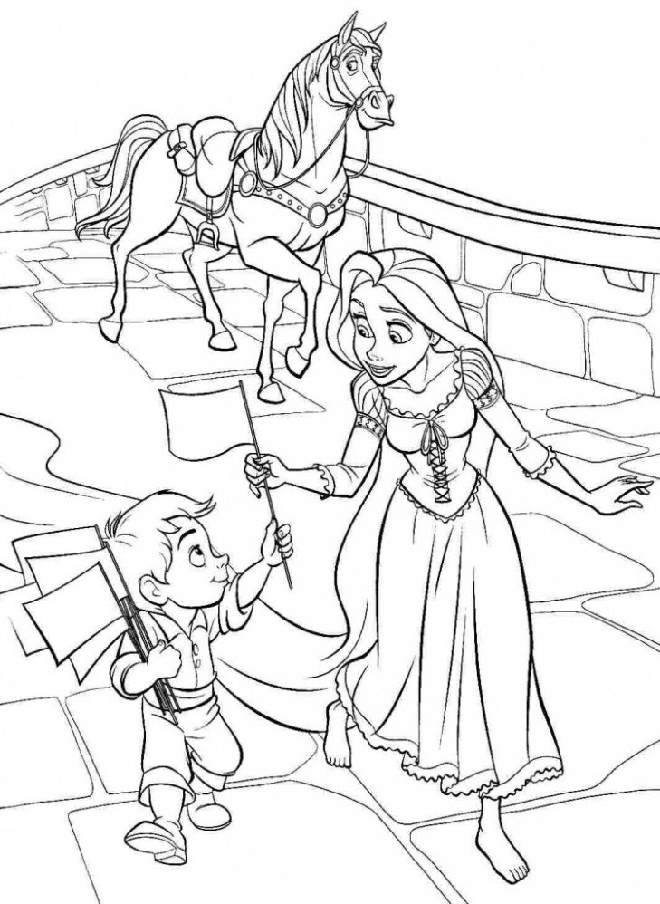 Bộ tranh tô màu công chúa tóc mây dành cho bé gái