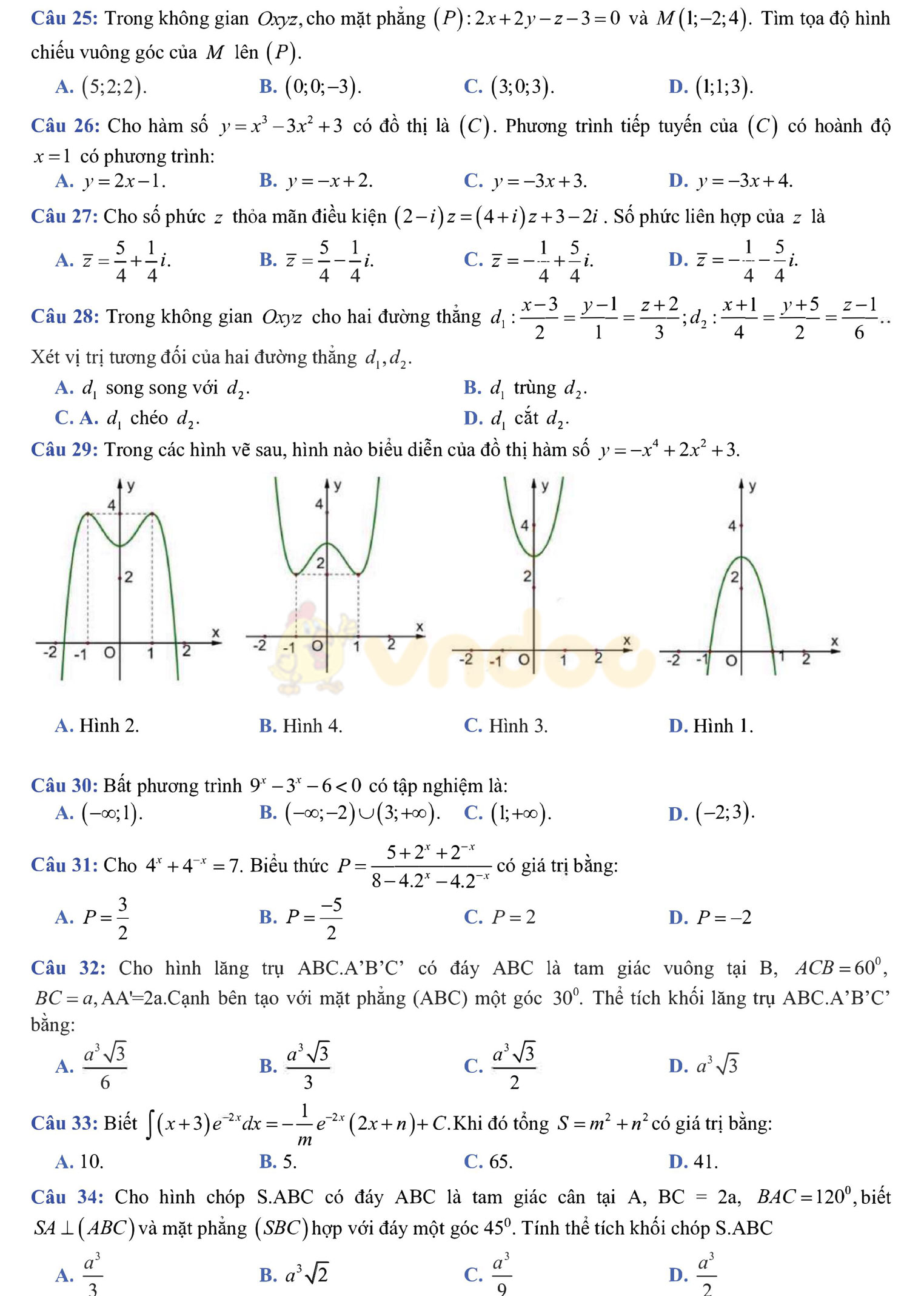 Đề thi thử THPT Quốc gia năm 2017 môn Toán
