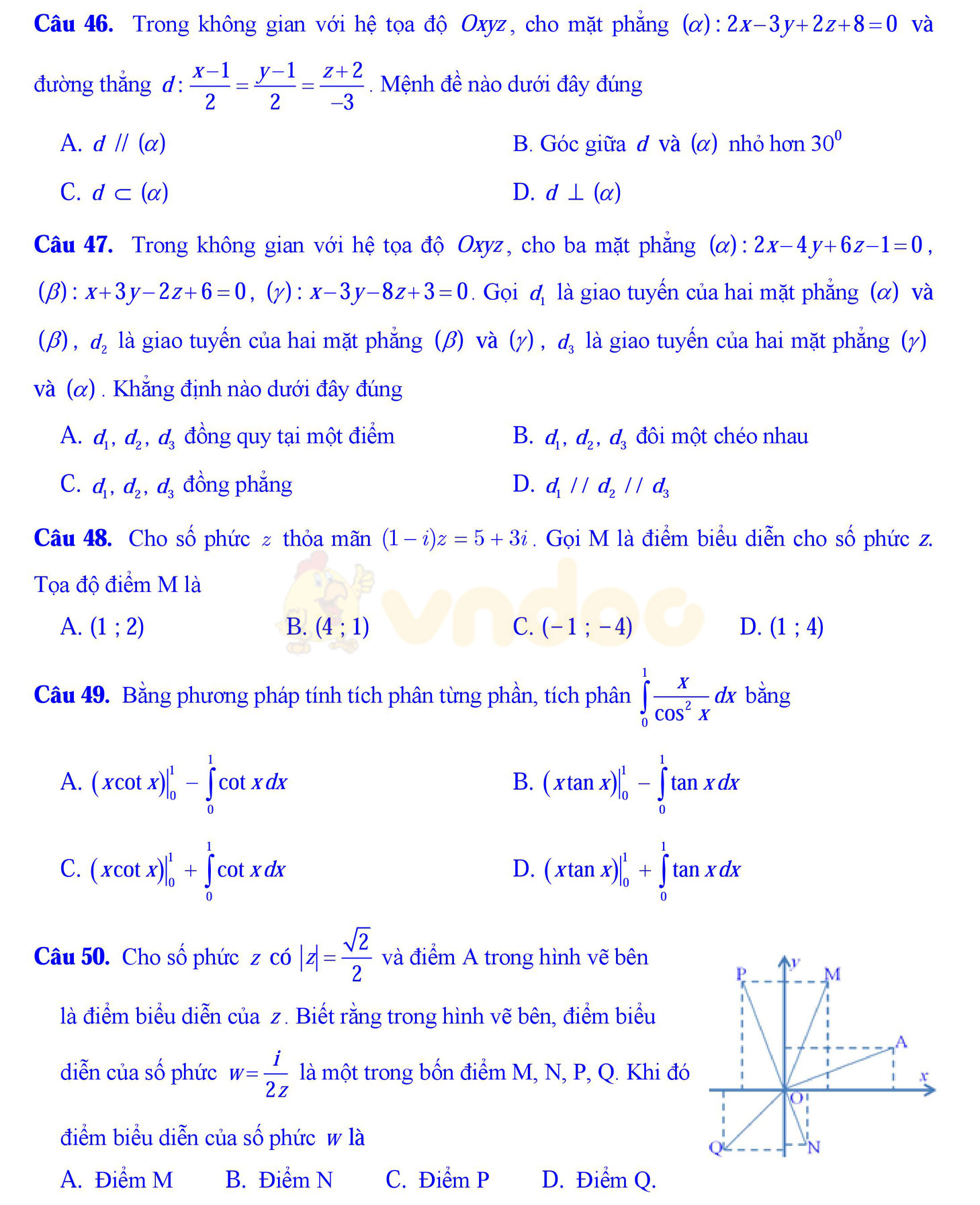 Đề thi học kì 2 môn Toán lớp 12 Đề thi học kì 2 môn Toán lớp 12