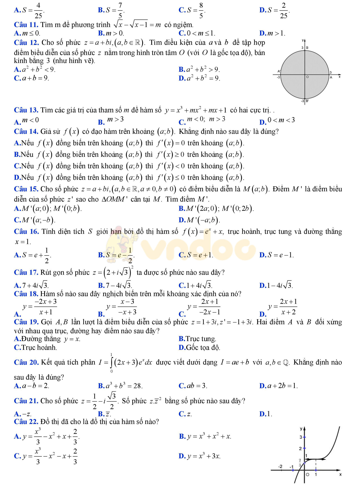 Đề thi học kì 2 môn Toán lớp 12 Đề thi học kì 2 môn Toán lớp 12