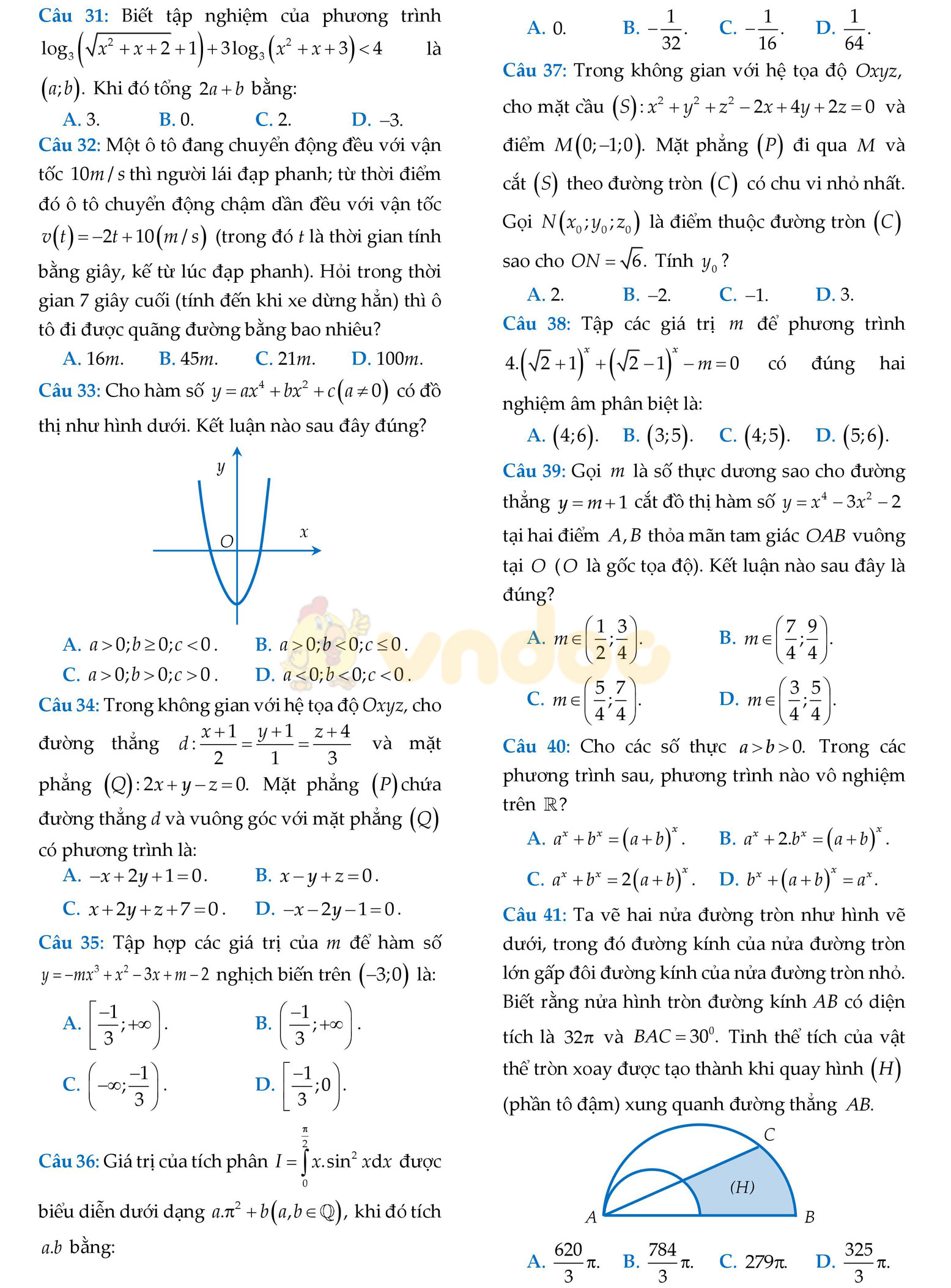 Đề thi thử THPT Quốc gia năm 2017 môn Toán