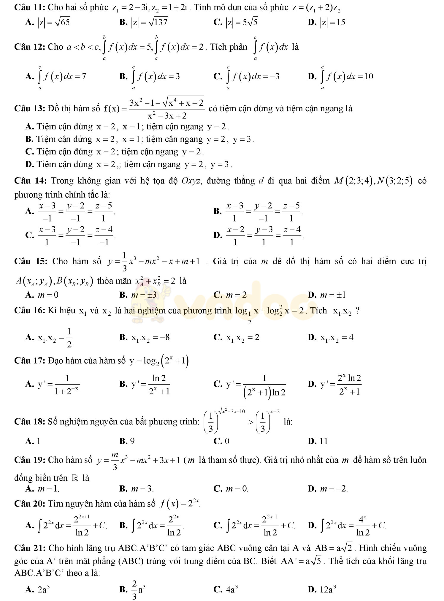 Đề thi thử THPT Quốc gia năm 2017 môn Toán Đề thi thử THPT Quốc gia năm 2017 môn Toán