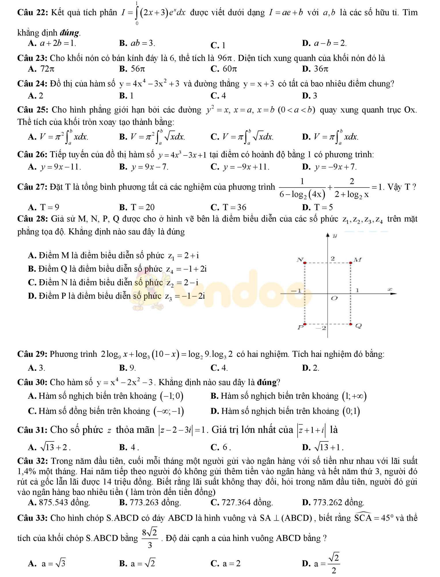 Đề thi thử THPT Quốc gia năm 2017 môn Toán Đề thi thử THPT Quốc gia năm 2017 môn Toán