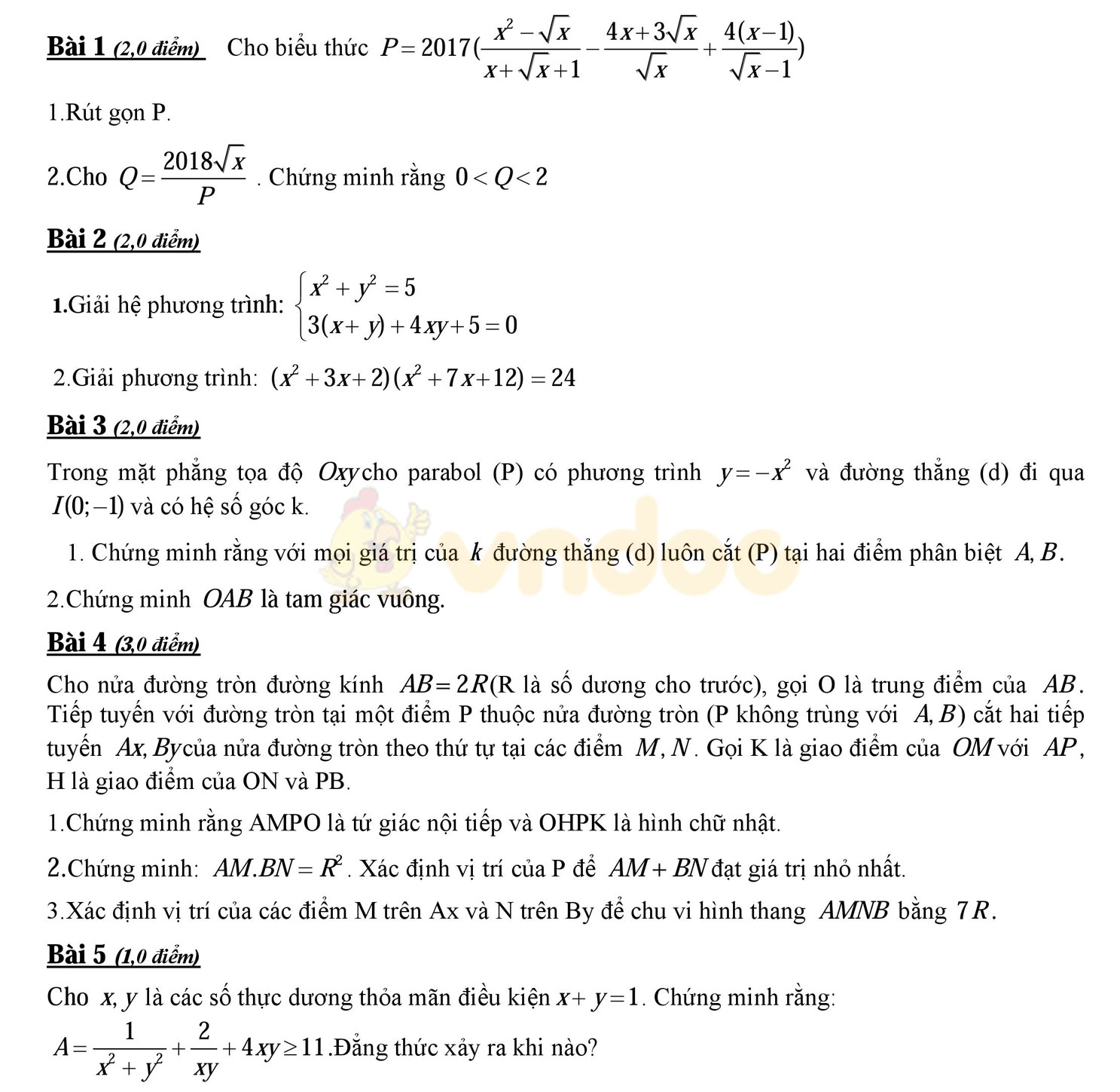 Đề thi thử vào lớp 10 môn Toán Đề thi thử vào lớp 10 môn Toán