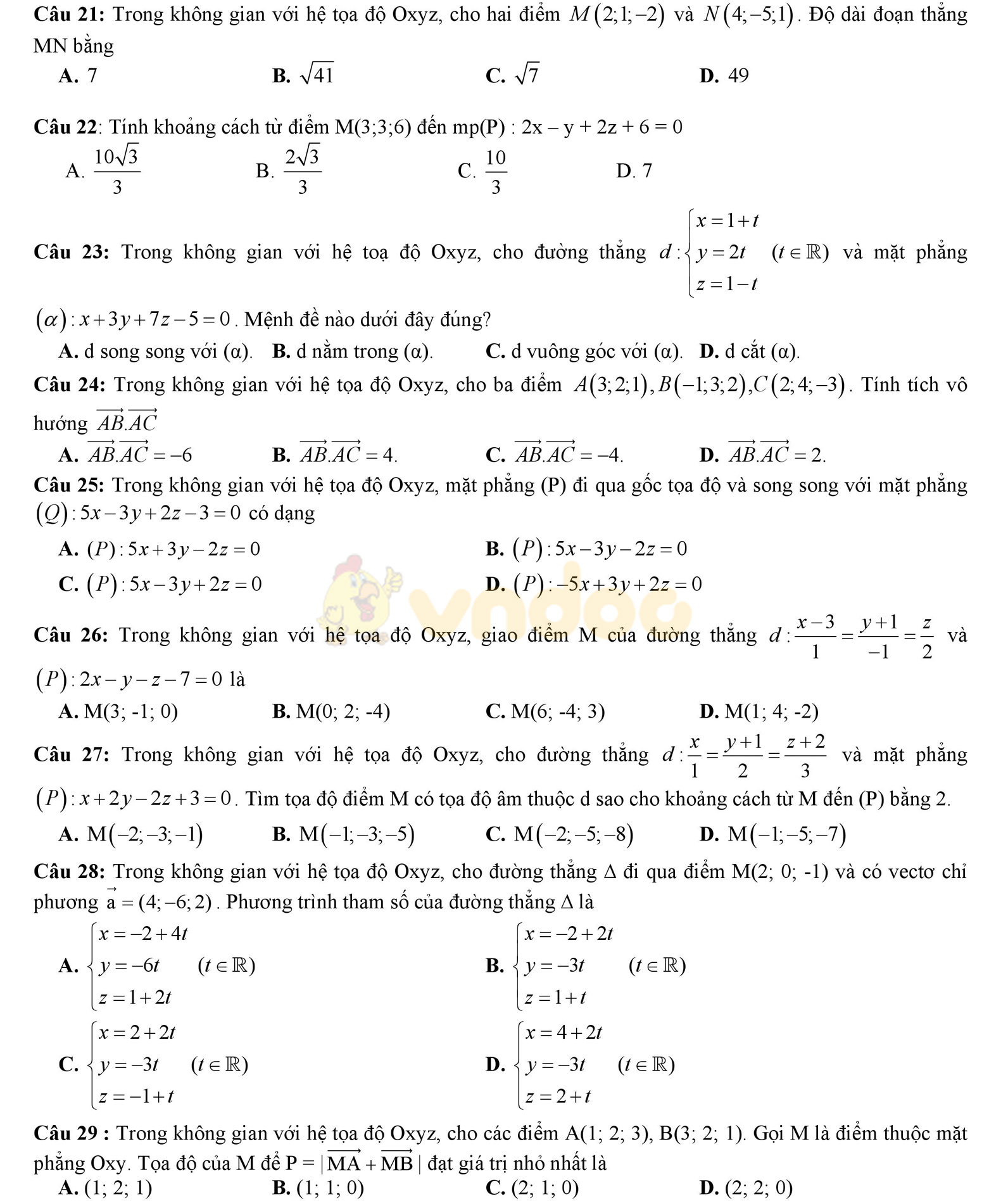 Đề thi học kì 2 môn Toán lớp 12 Đề thi học kì 2 môn Toán lớp 12