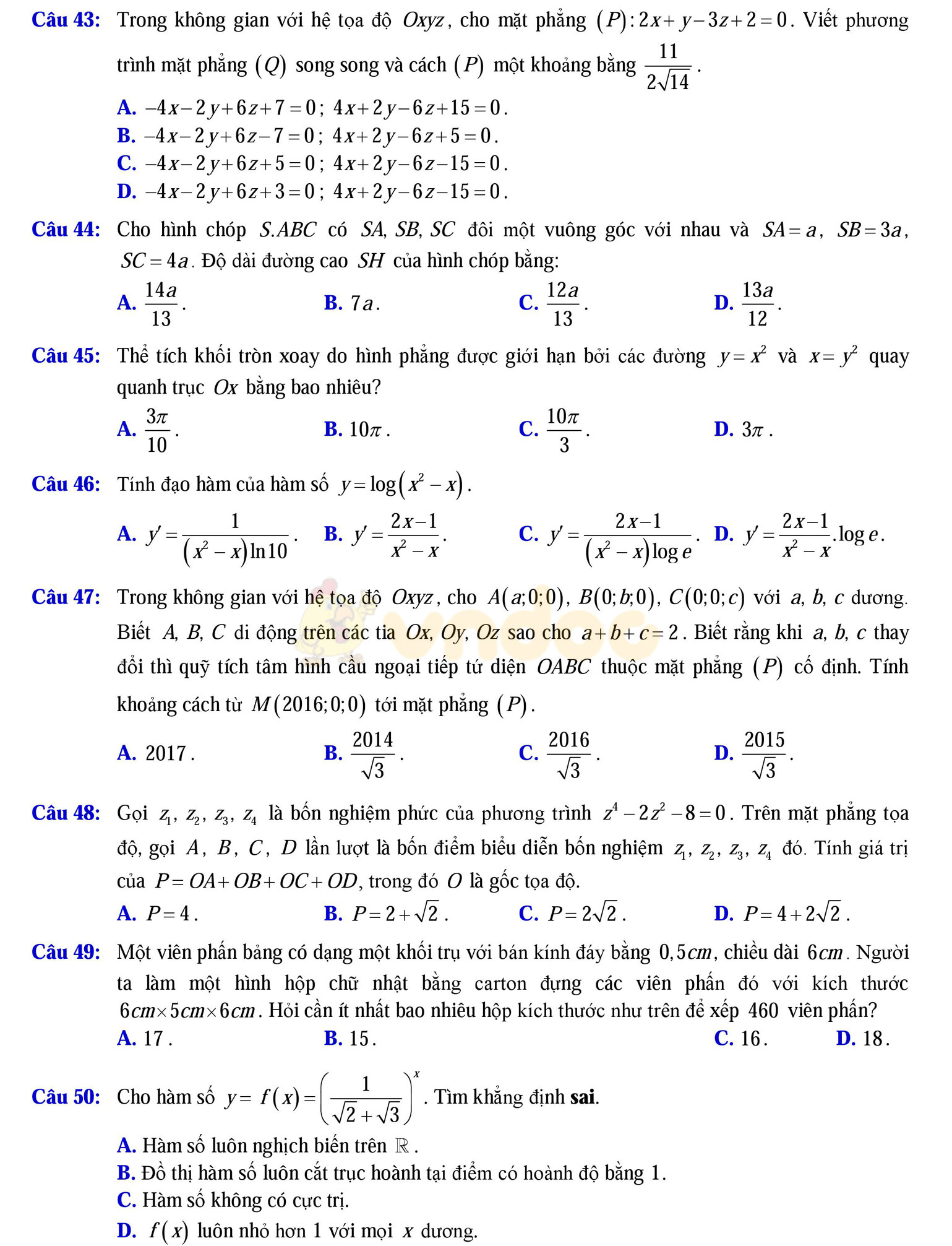 Đề thi thử THPT Quốc gia năm 2017 môn Toán Đề thi thử THPT Quốc gia năm 2017 môn Toán