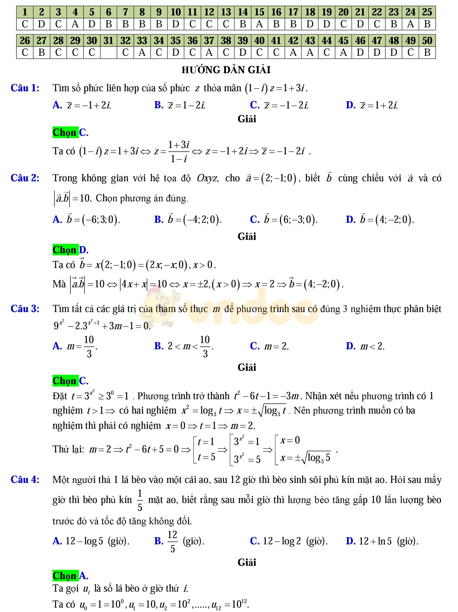 Đáp án đề thi thử THPT Quốc gia năm 2017 môn Toán Đáp án đề thi thử THPT Quốc gia năm 2017 môn Toán