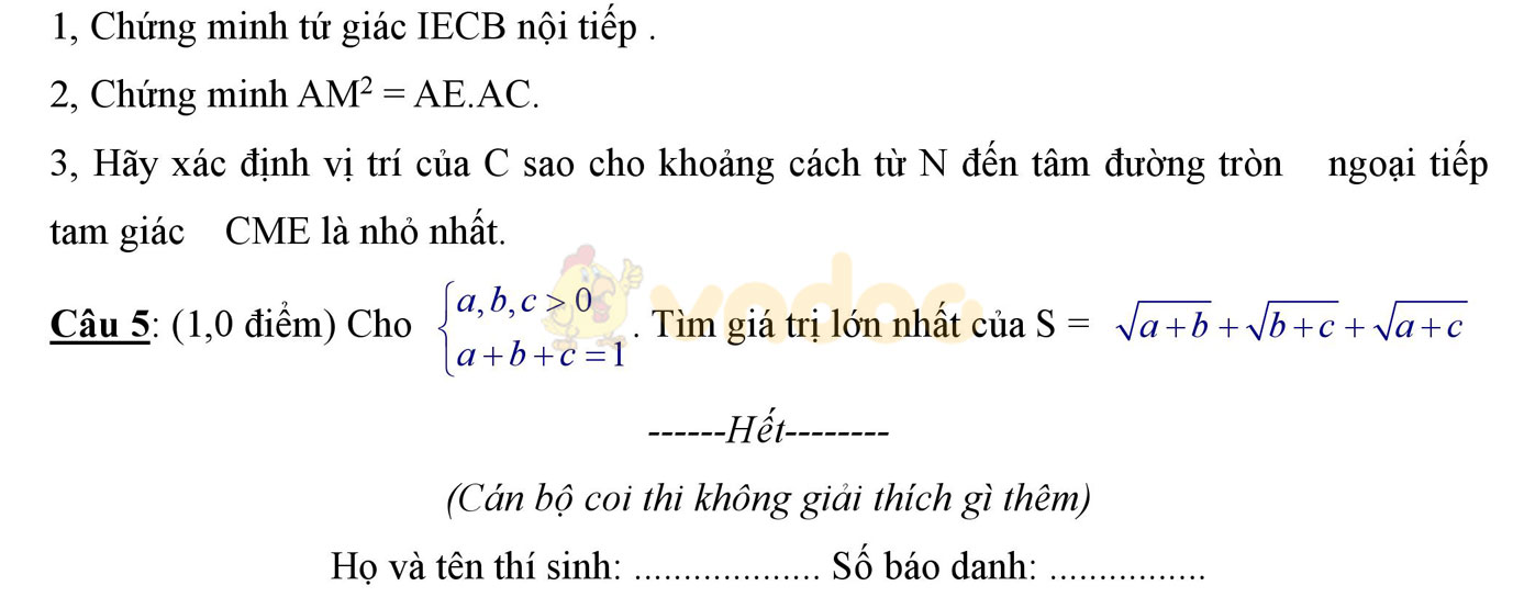 Đề thi thử vào lớp 10 môn Toán