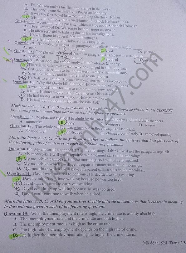 Đề thi thử THPT Quốc gia năm 2017 môn Tiếng Anh trường THPT Nguyễn Quang Diêu, Đồng Tháp (Lần 2) Đề thi thử THPT Quốc gia năm 2017 môn Tiếng Anh