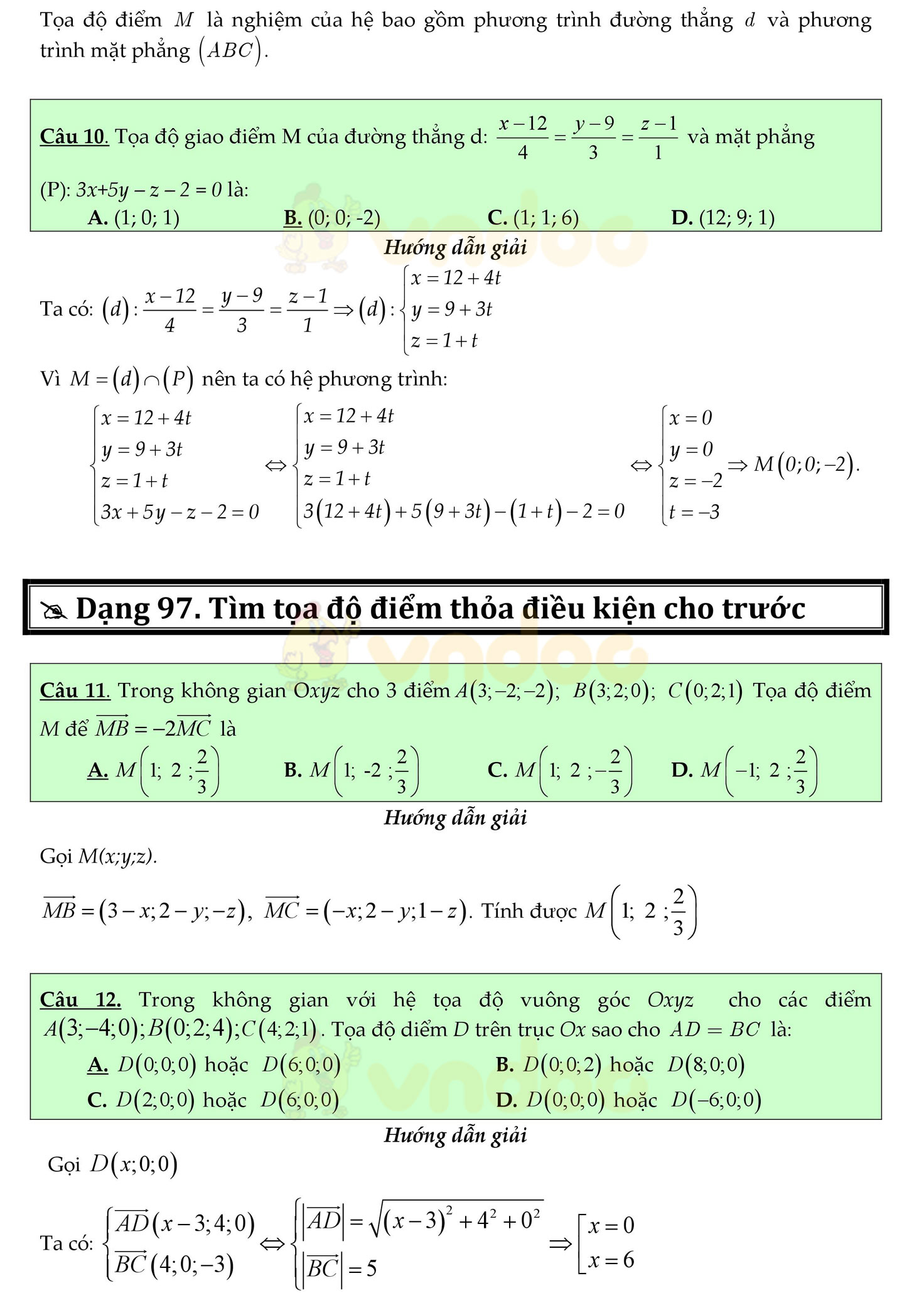 Trắc nghiệm tọa độ không gian OXYZ Trắc nghiệm tọa độ không gian OXYZ