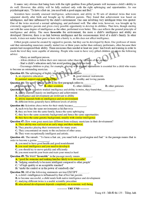 Đề thi thử THPT Quốc gia năm 2017 môn Tiếng Anh trường THPT Chuyên Lương Thế Vinh Đề thi thử THPT Quốc gia năm 2017 môn Tiếng Anh trường THPT Chuyên Lương Thế Vinh, Đồng Nai có đáp án (lần 1)