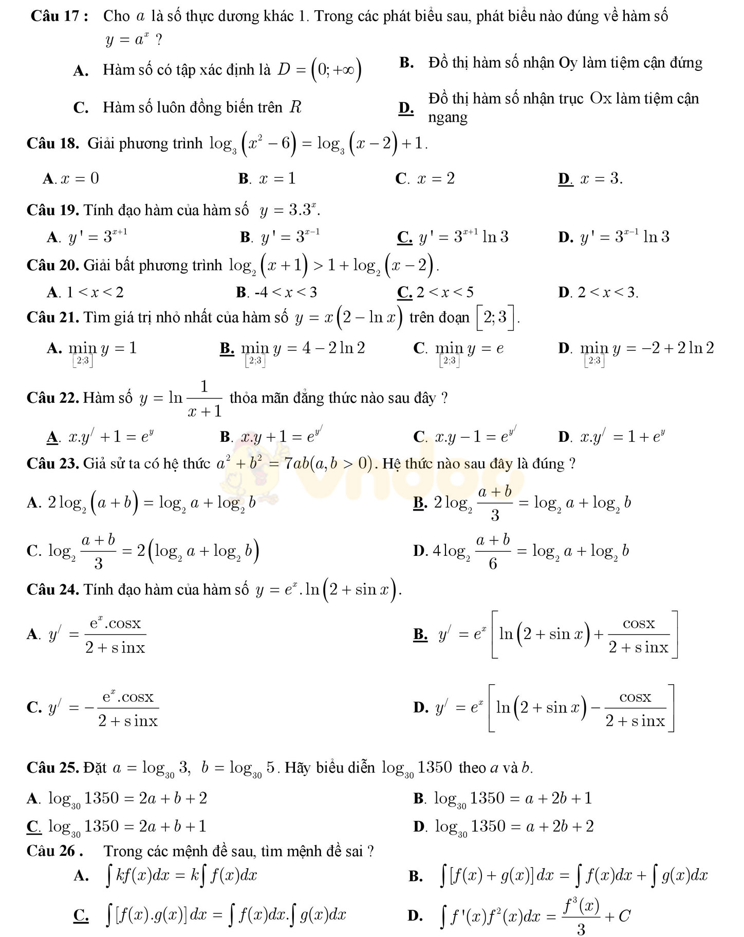 Đề thi thử THPT Quốc gia năm 2017 môn Toán