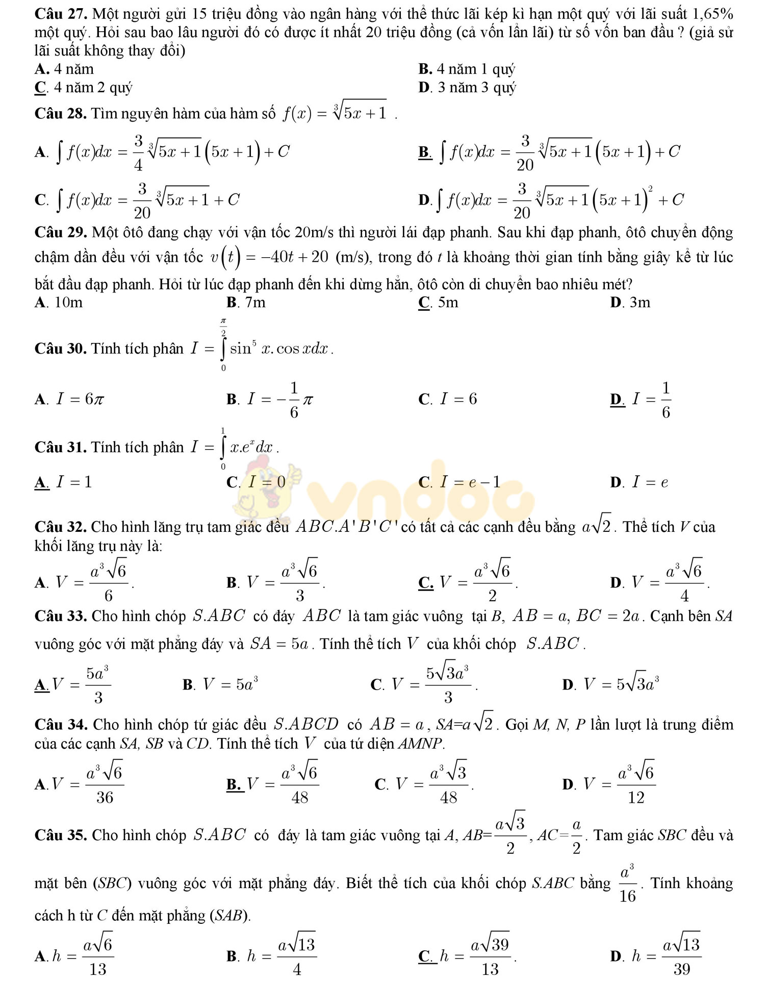 Đề thi thử THPT Quốc gia năm 2017 môn Toán