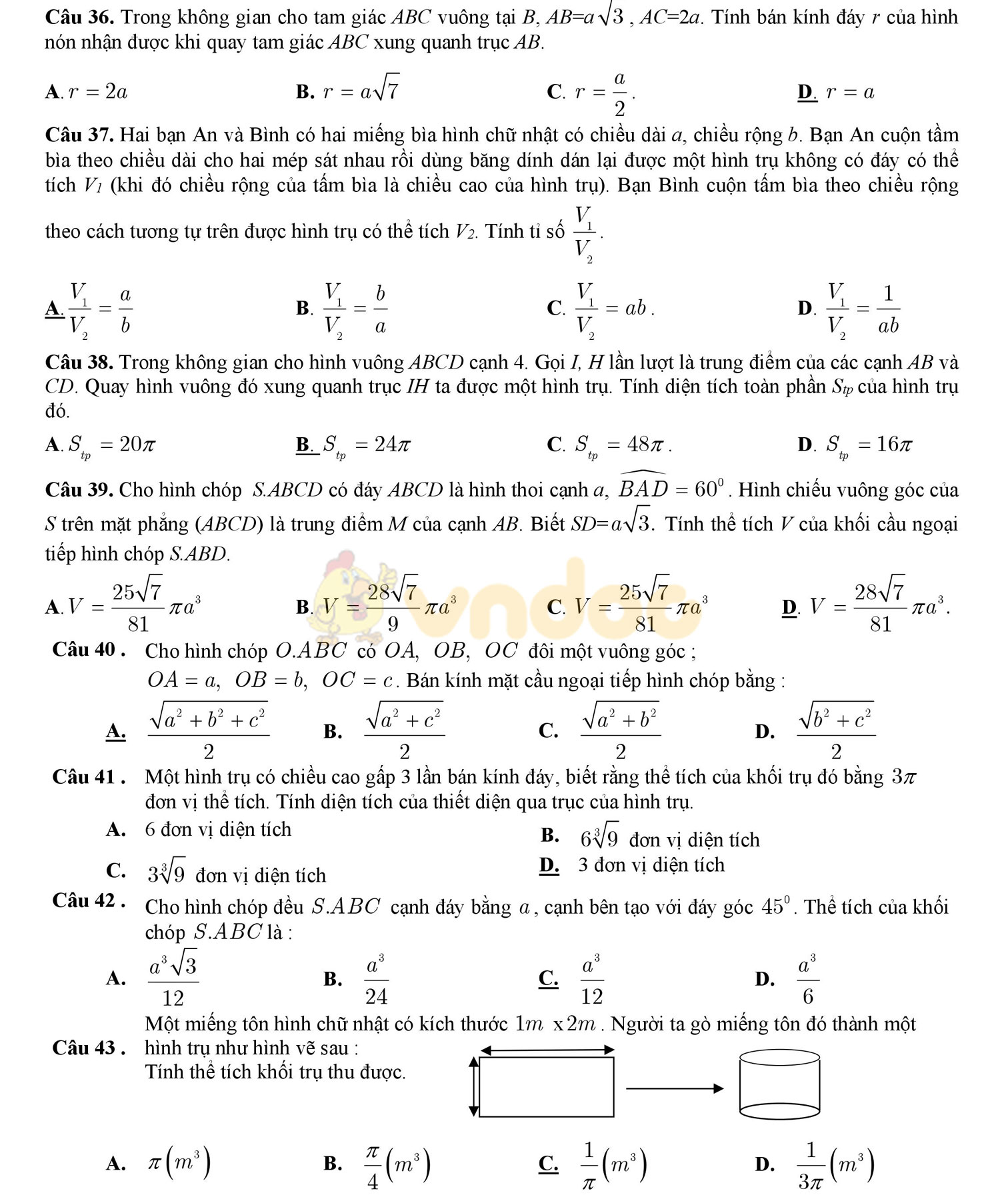 Đề thi thử THPT Quốc gia năm 2017 môn Toán