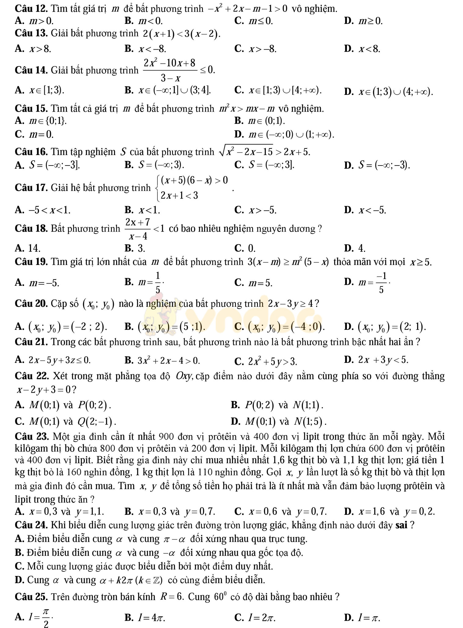 Đề thi học kì 2 môn Toán lớp 10 Đề thi học kì 2 môn Toán lớp 10