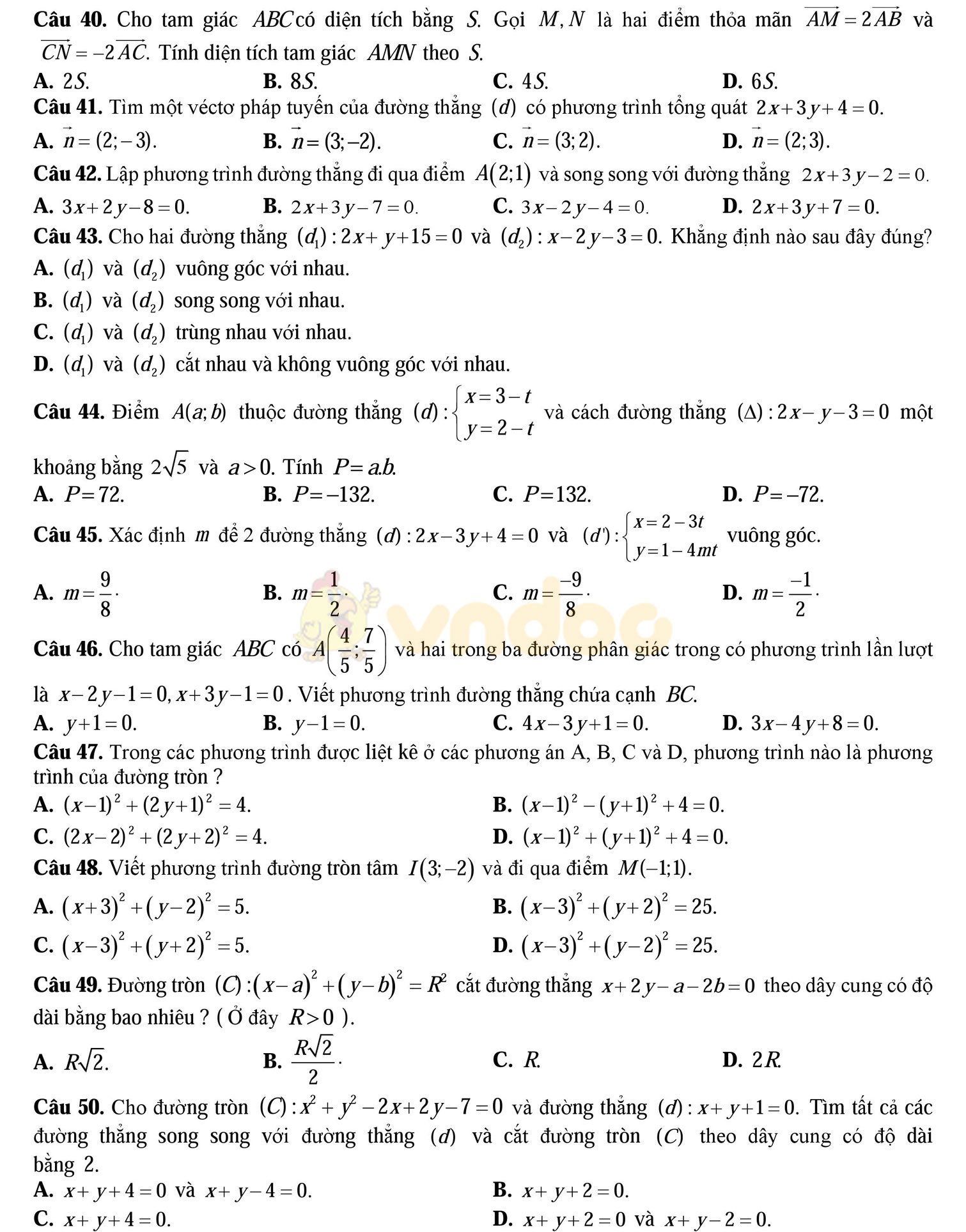 Đề thi học kì 2 môn Toán lớp 10 Đề thi học kì 2 môn Toán lớp 10