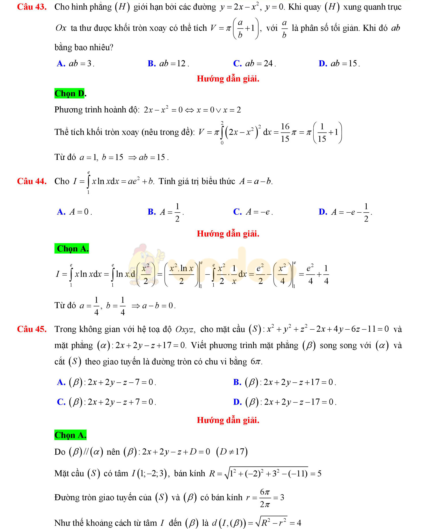 Đề thi học kì 2 môn Toán lớp 12 Đề thi học kì 2 môn Toán lớp 12