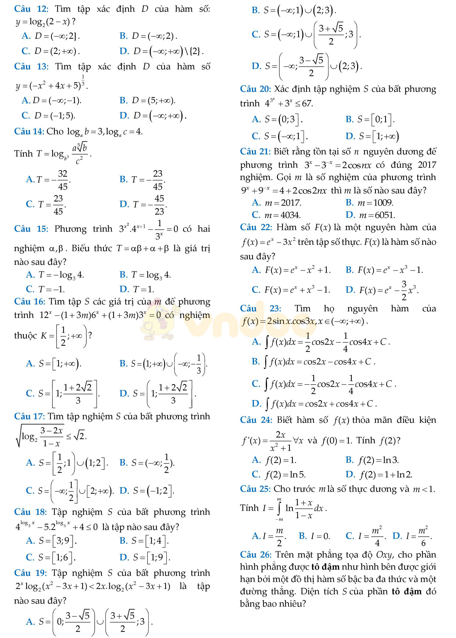 Đề thi thử THPT Quốc gia năm 2017 môn Toán