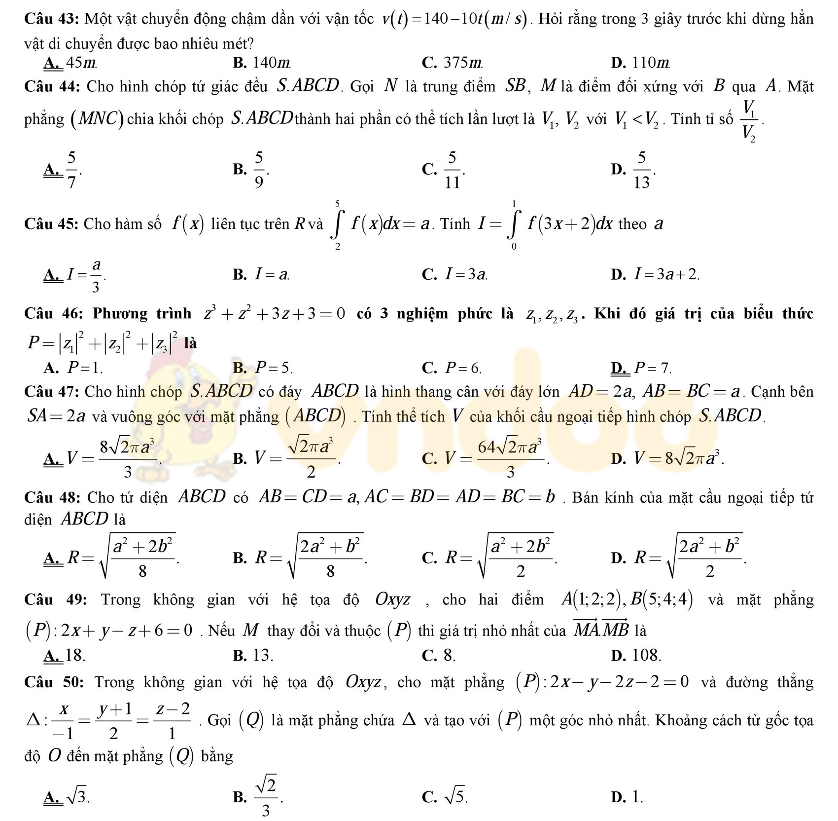 Đề thi thử THPT Quốc gia năm 2017 môn Toán