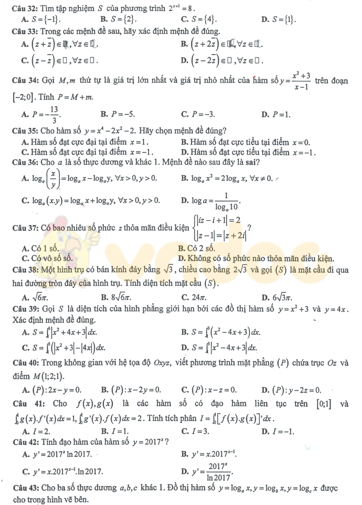 Đề thi thử THPT Quốc gia năm 2017 môn Toán Đề thi thử THPT Quốc gia năm 2017 môn Toán