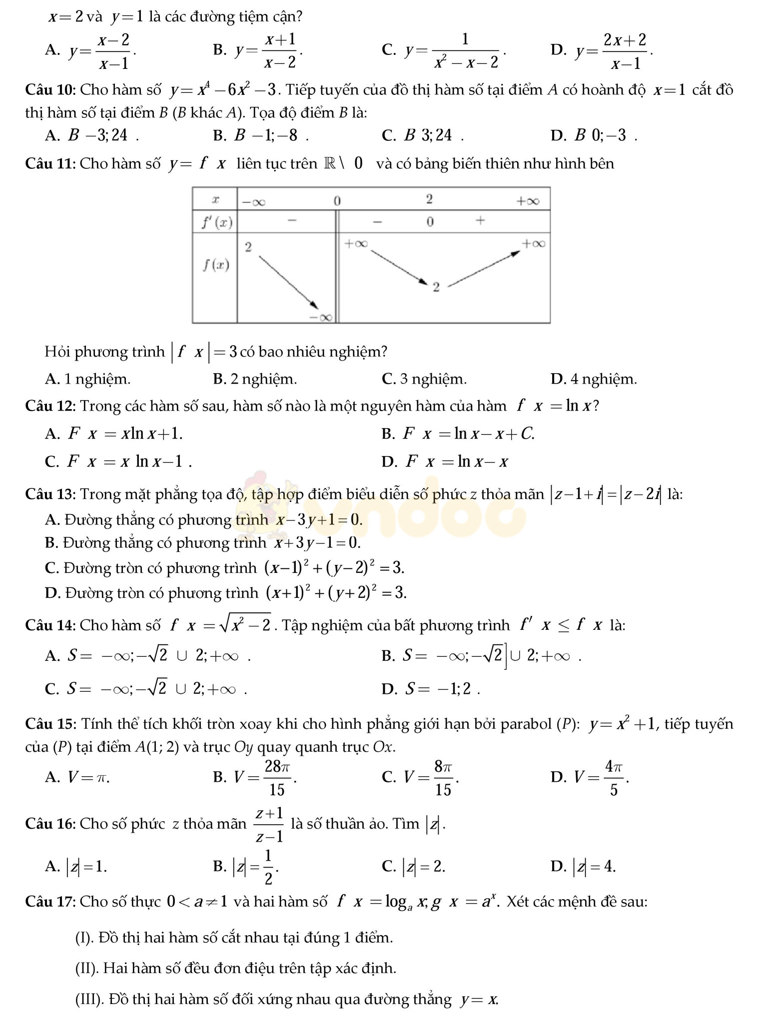 Đề thi thử THPT Quốc gia năm 2017 môn Toán